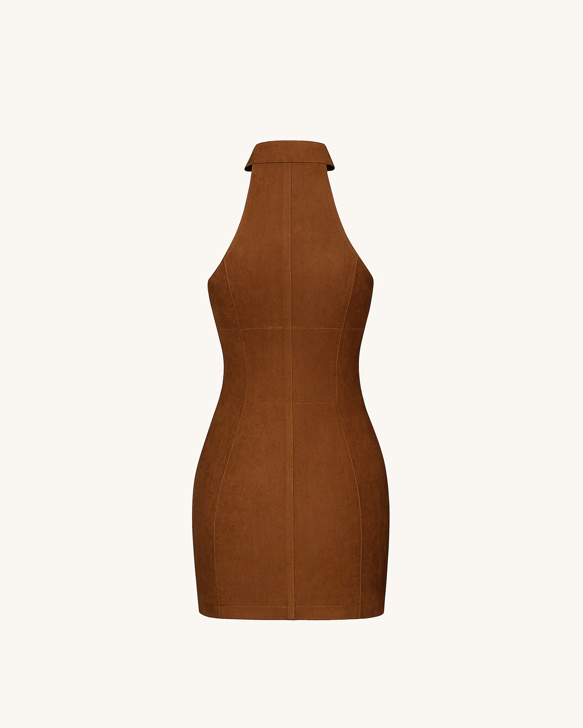 Ruby Neckholder-Minikleid mit Reißverschluss - Braun - Image 5