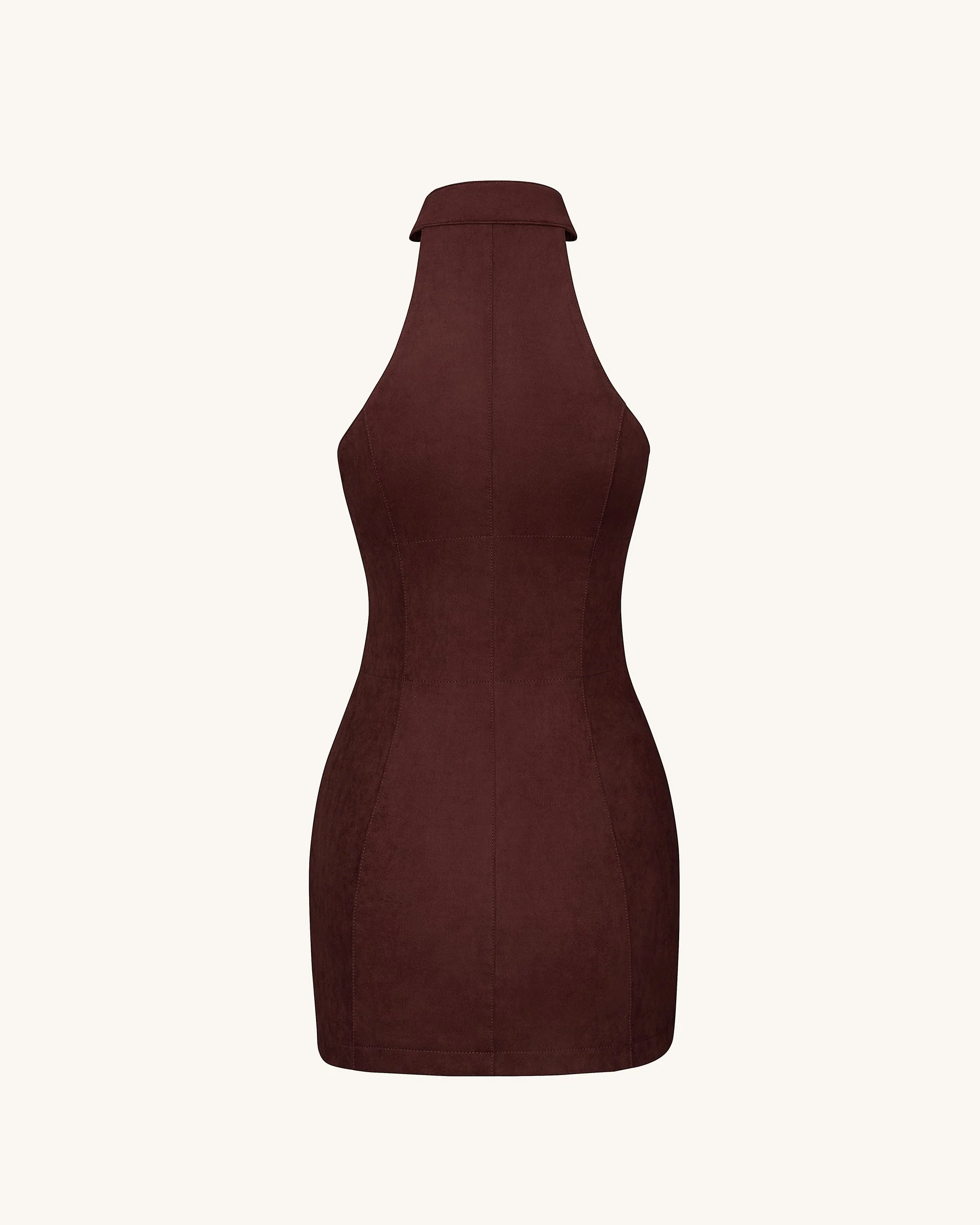 Ruby Neckholder-Minikleid mit Reißverschluss - Kaffee-Rot - Image 4