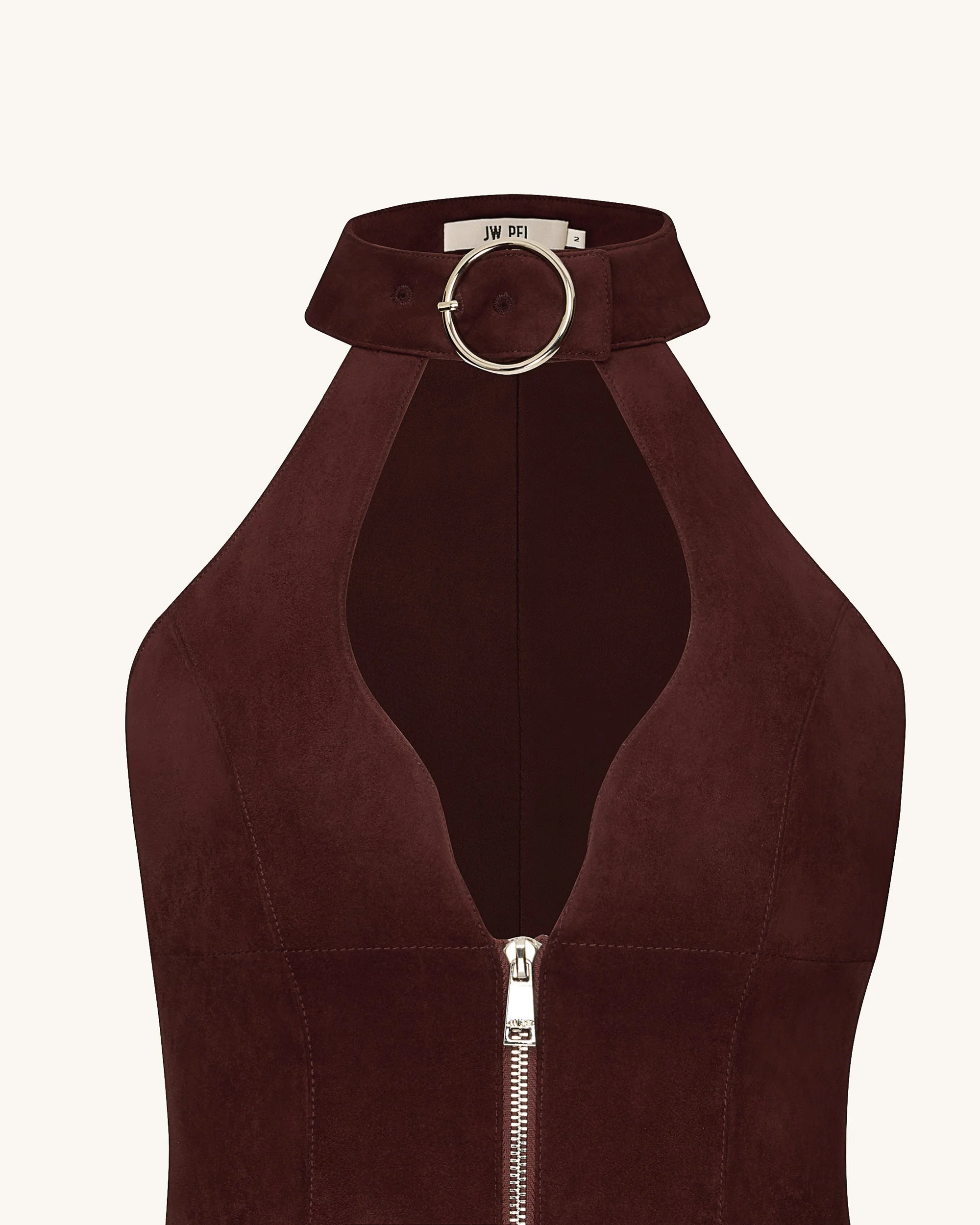 Ruby Neckholder-Minikleid mit Reißverschluss - Kaffee-Rot - Image 5