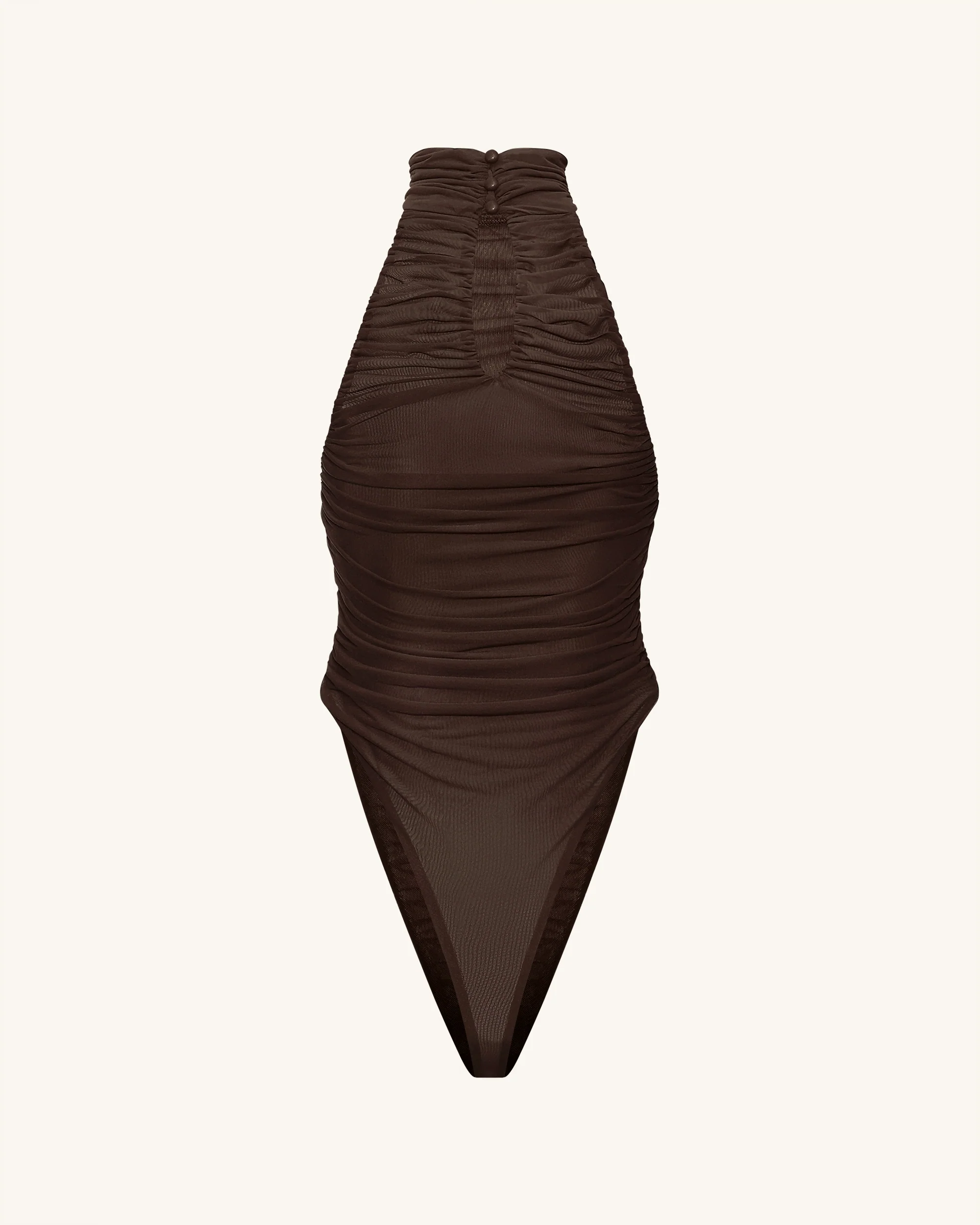 Geraffter Halterneck-Body mit Twist-Detail vorne – Braun - Image 8