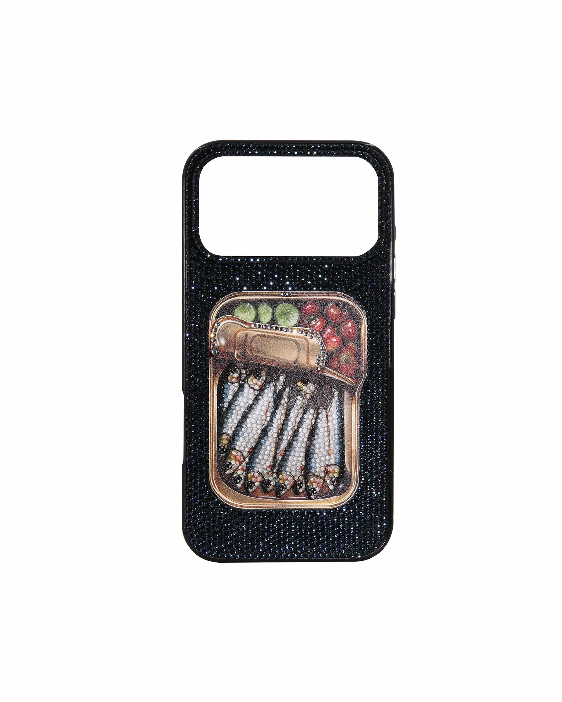 Sardinenbüchsen-Kunst Handyhülle mit künstlichen Kristallen – Schwarz