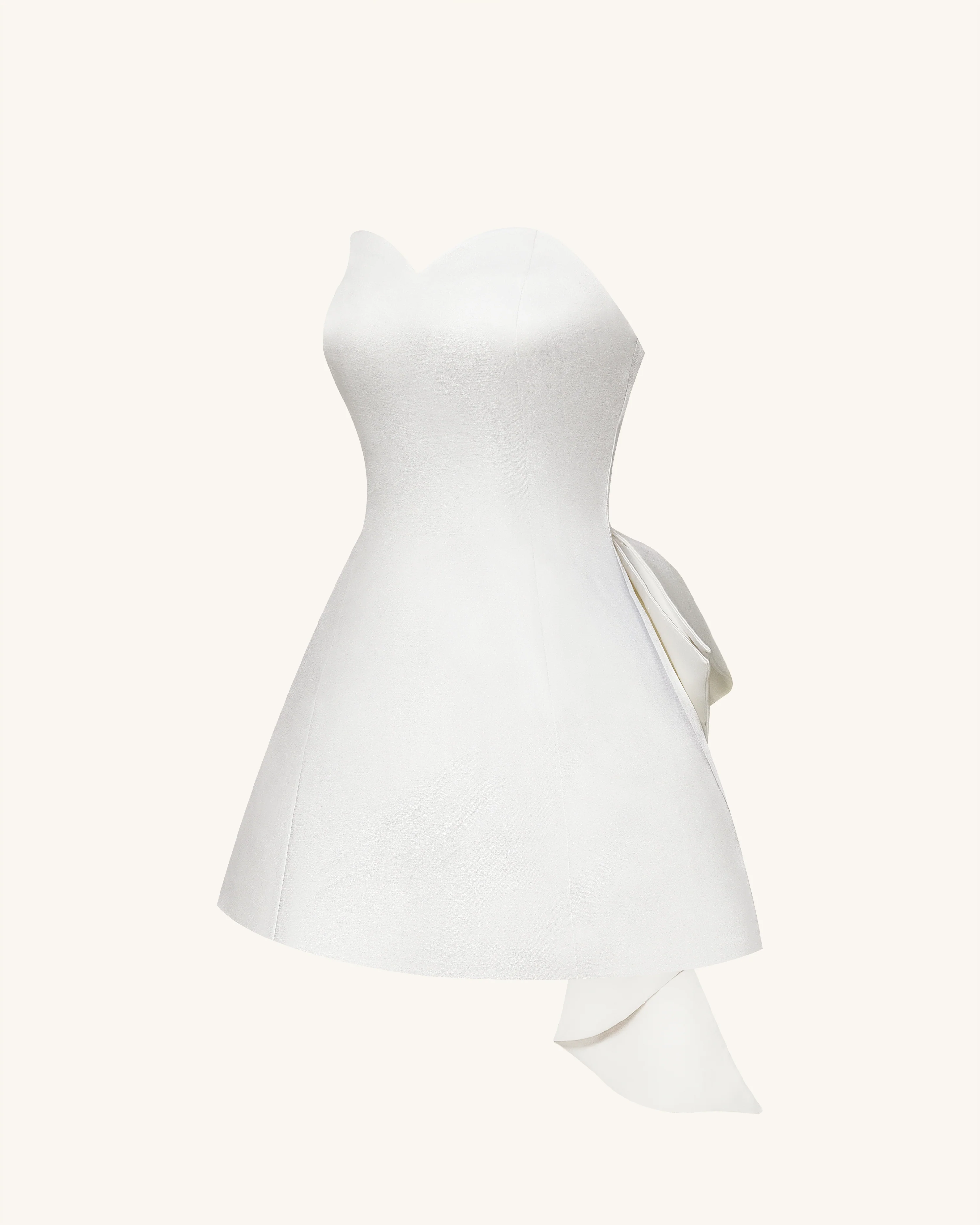 Satin trägerloses Minikleid mit Schleife hinten - Weiß - Image 5