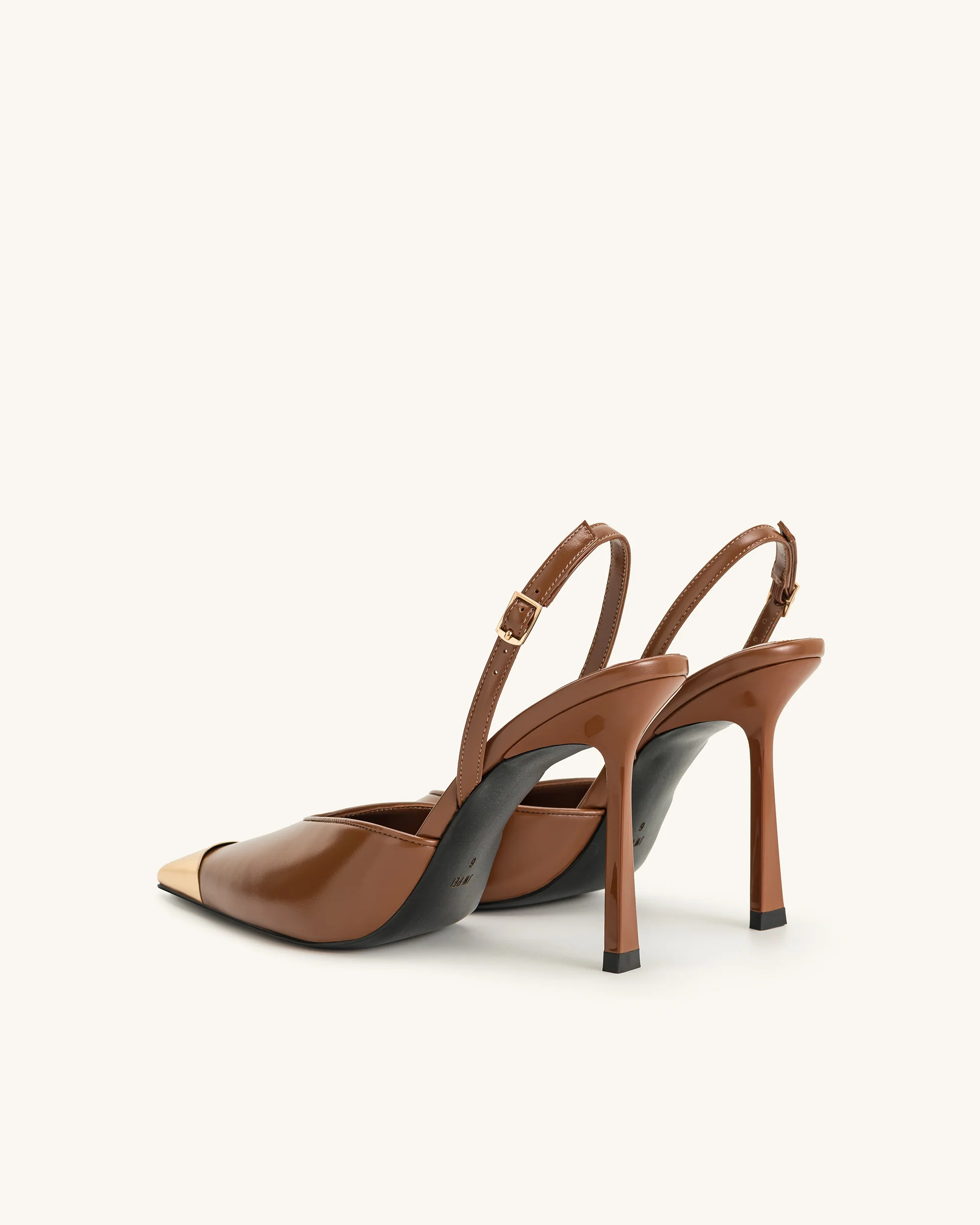 Savannah Slingback-Pumps mit goldener Spitze - Braun - Image 5