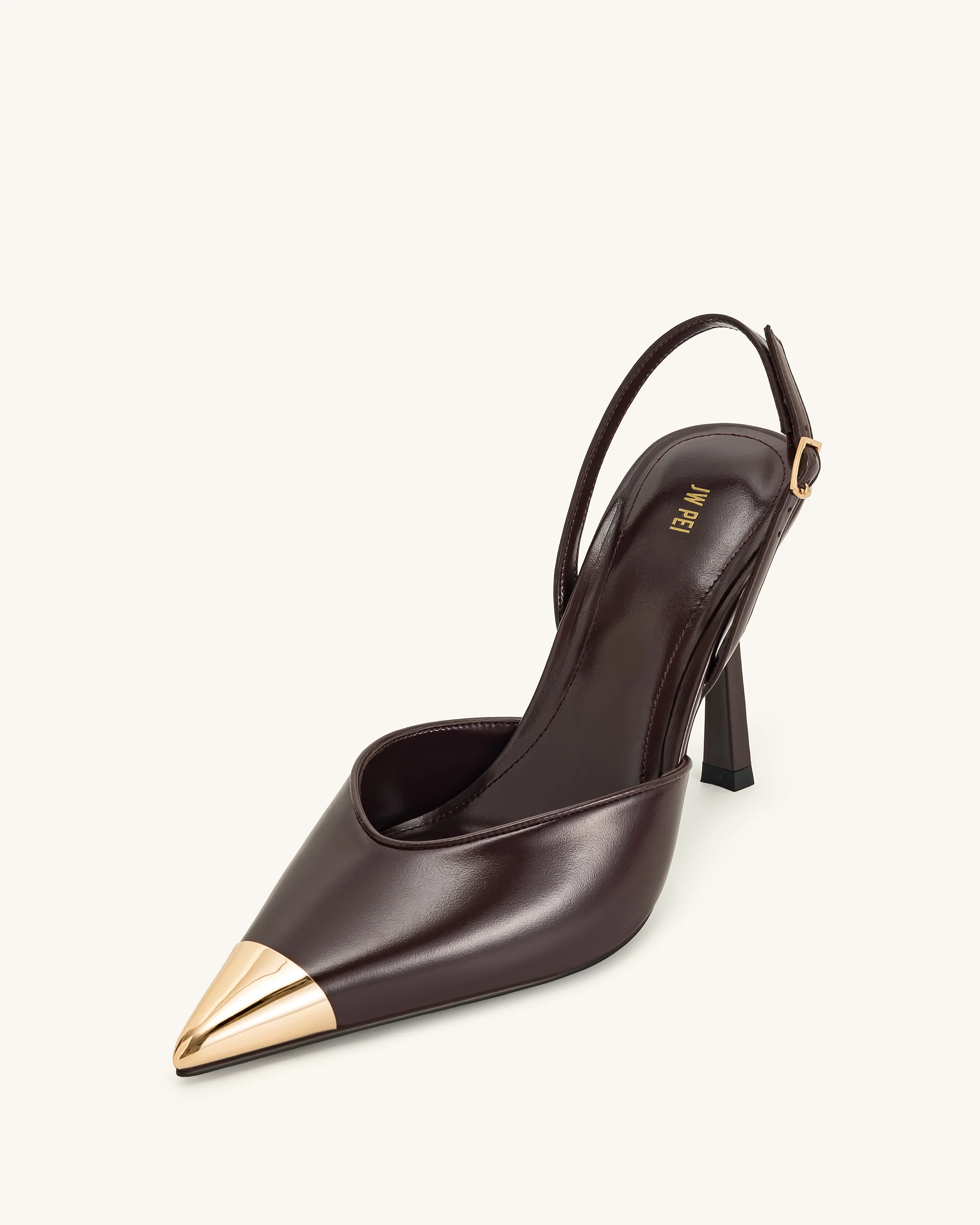 Savannah Slingback-Pumps mit goldener Spitze - Burgunderrot - Image 7