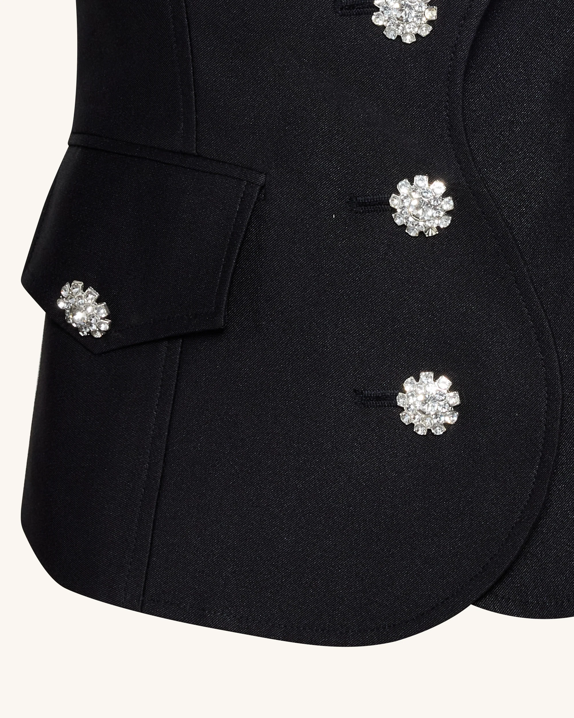 Keulenärmel-Blazer mit wellenförmiger Knopfleiste - Schwarz - Image 5