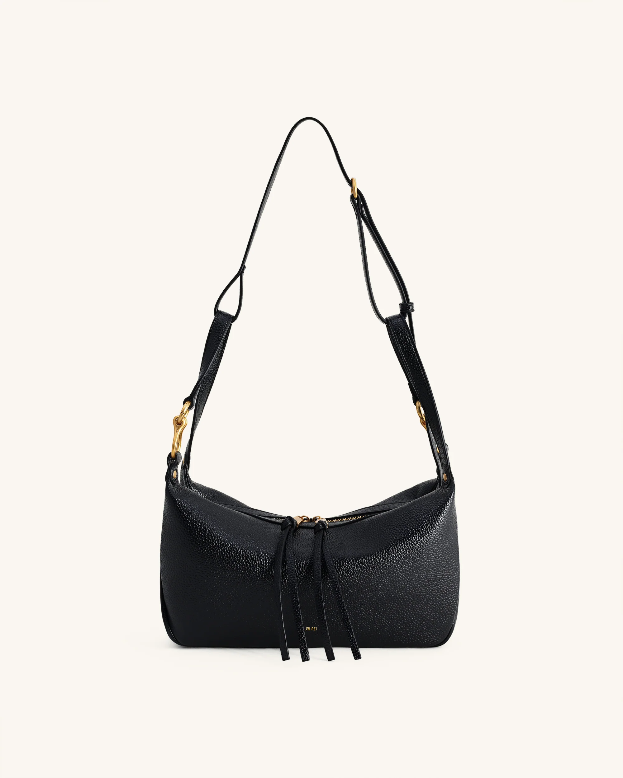 Selia Weich genarbte Crossbody-Tasche - Schwarz