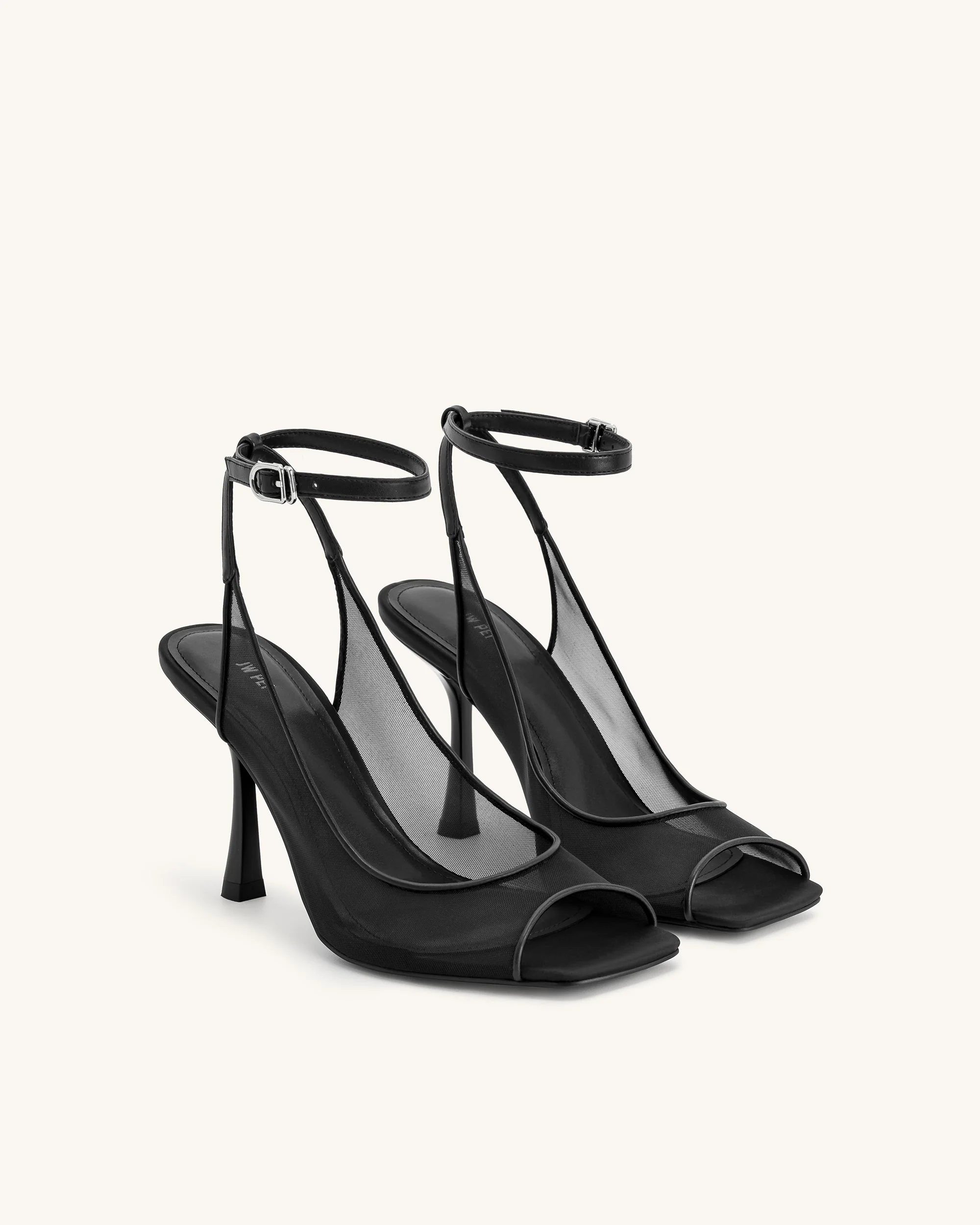 Serenity Offene Zehen Mesh Slingback Sandalen - Schwarz - Image 3