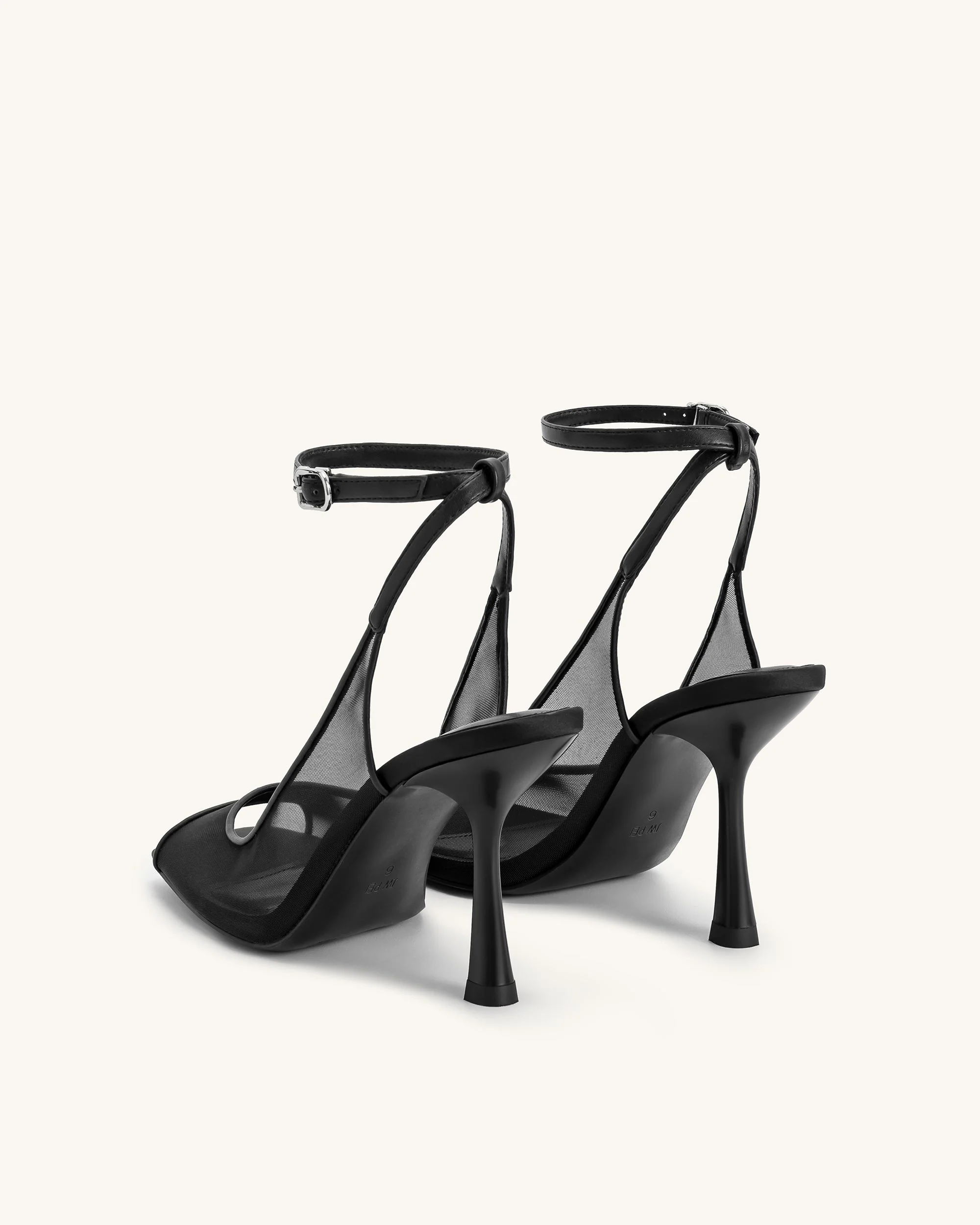 Serenity Offene Zehen Mesh Slingback Sandalen - Schwarz - Image 5