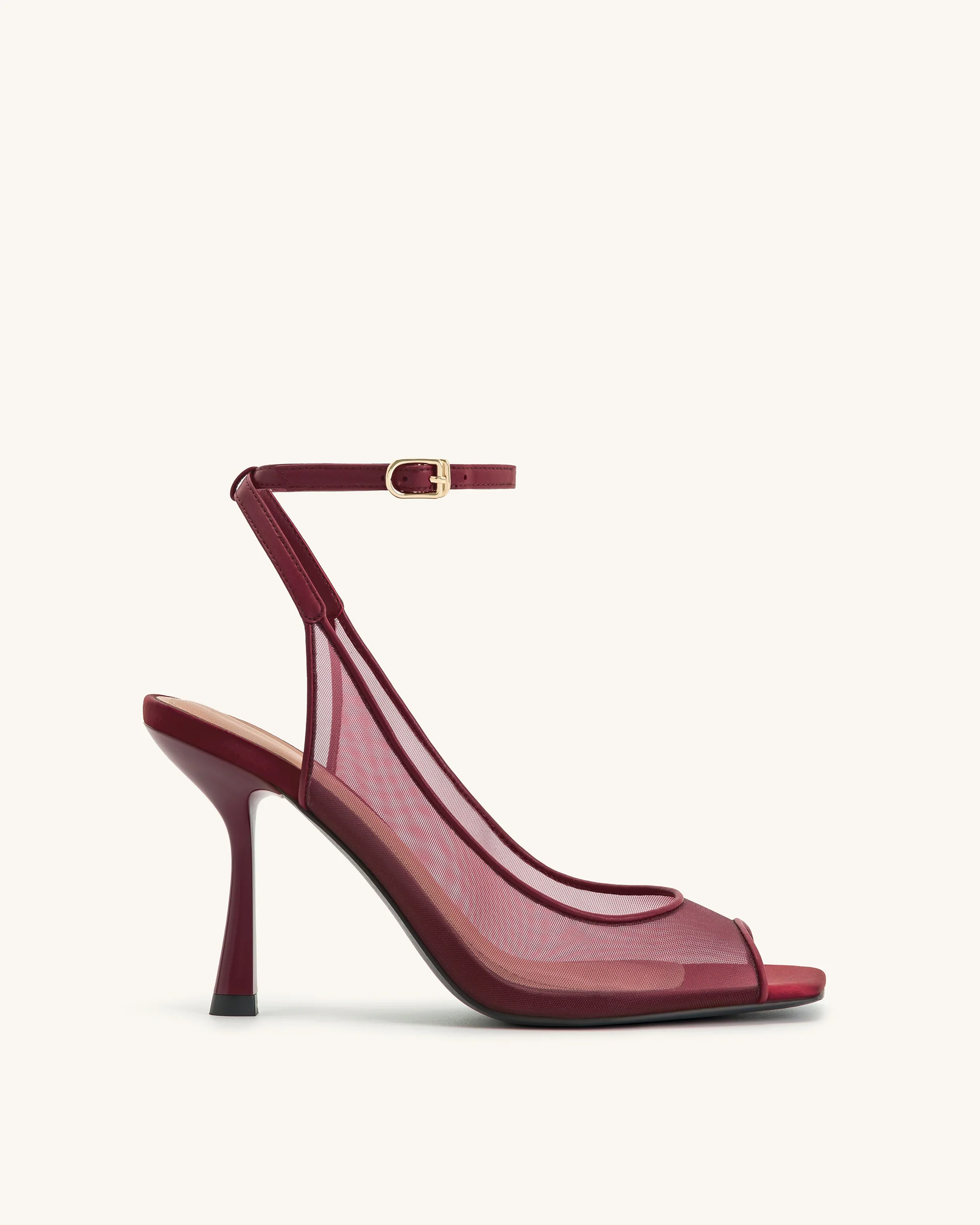 Serenity Offene Zehen Mesh Slingback Sandalen - Burgunderrot