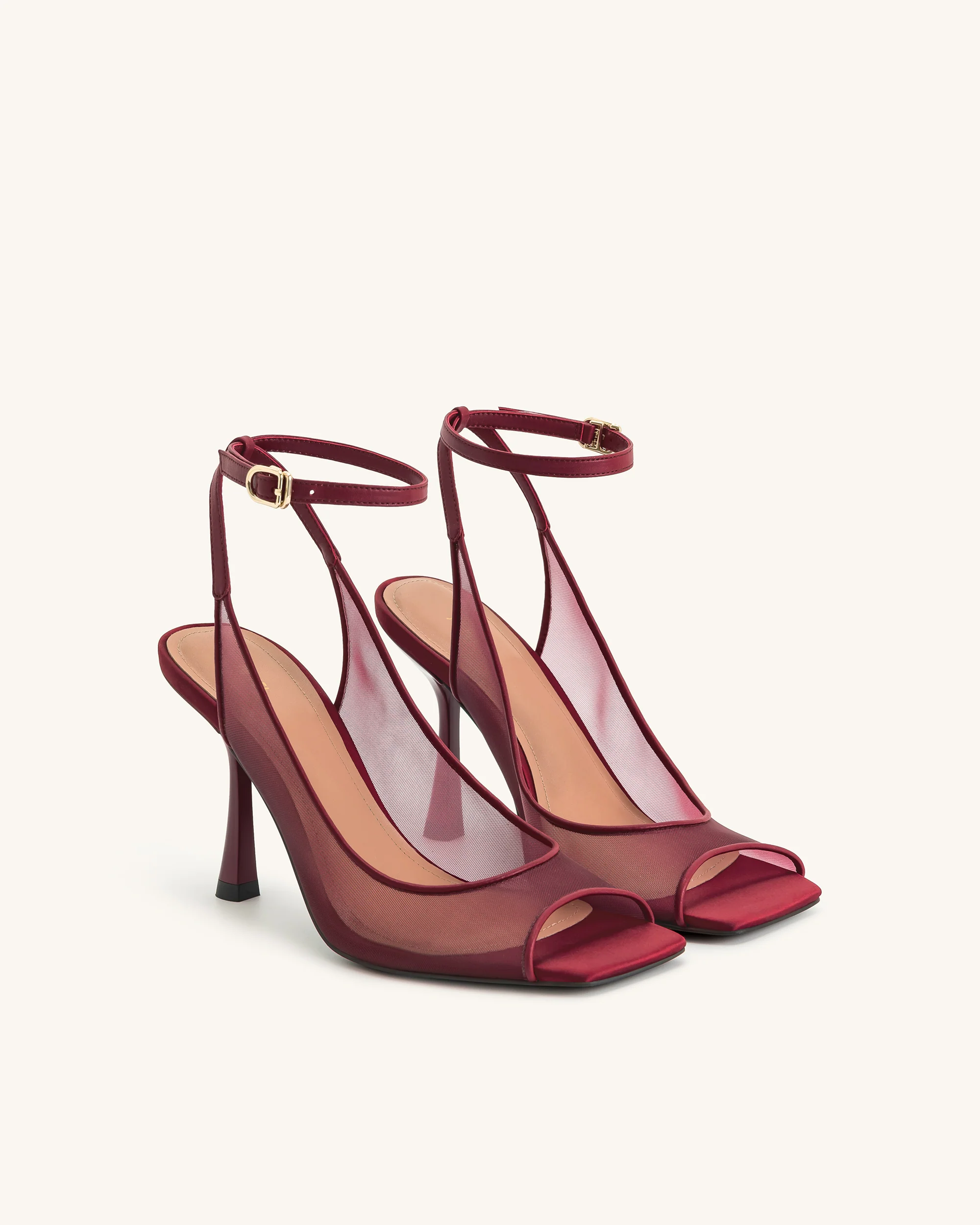 Serenity Offene Zehen Mesh Slingback Sandalen - Burgunderrot - Image 3