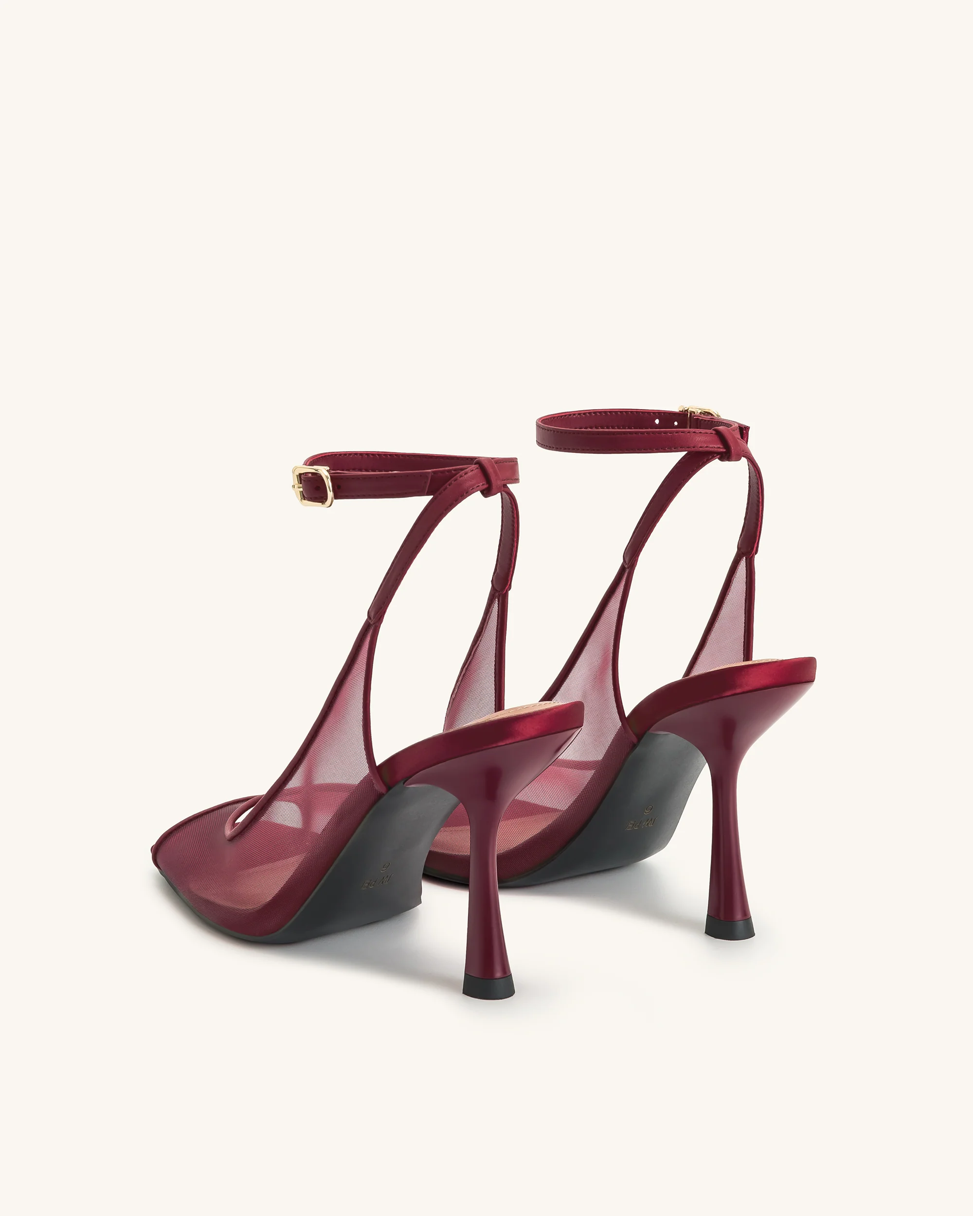 Serenity Offene Zehen Mesh Slingback Sandalen - Burgunderrot - Image 5