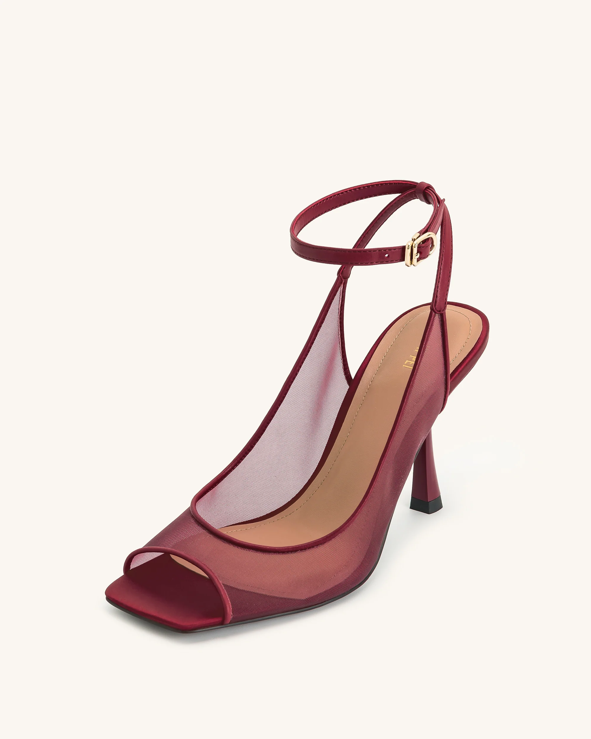 Serenity Offene Zehen Mesh Slingback Sandalen - Burgunderrot - Image 7