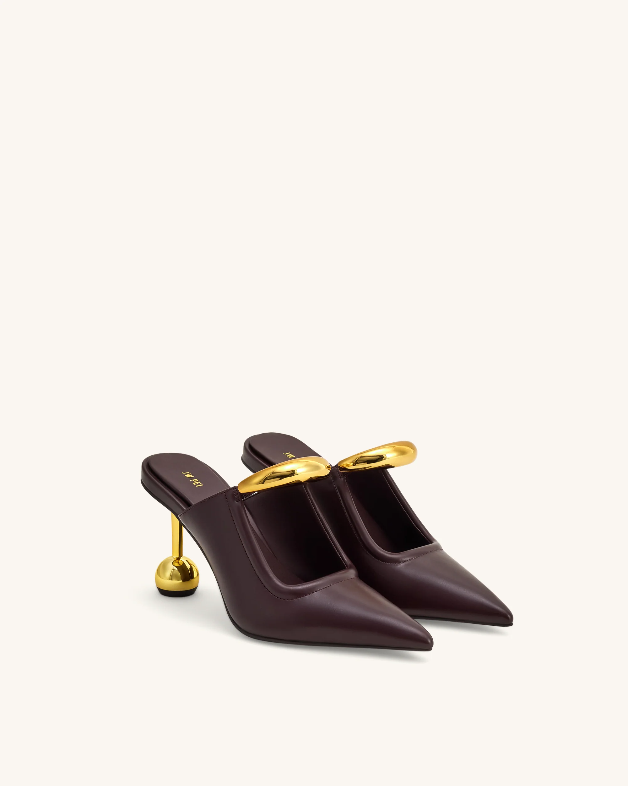 Sofia Mules mit Metallakzent und Kugelabsatz - Tiefes Bordeaux - Image 2
