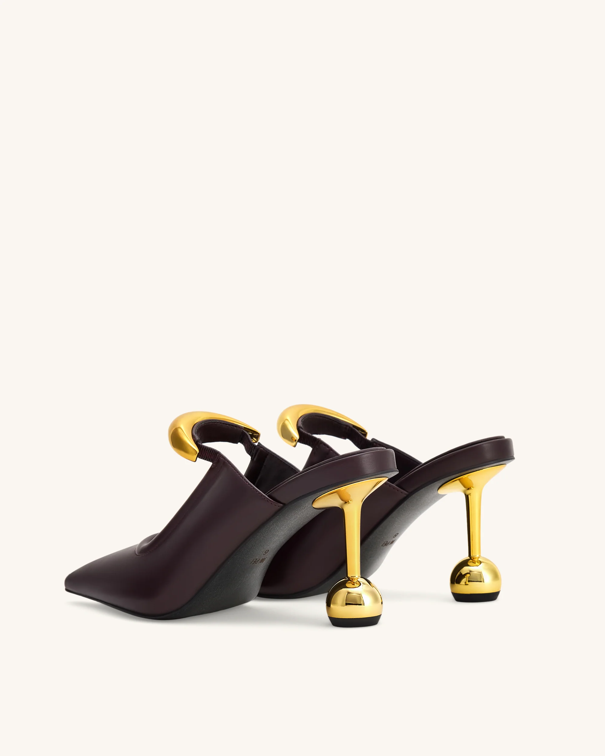 Sofia Mules mit Metallakzent und Kugelabsatz - Tiefes Bordeaux - Image 4