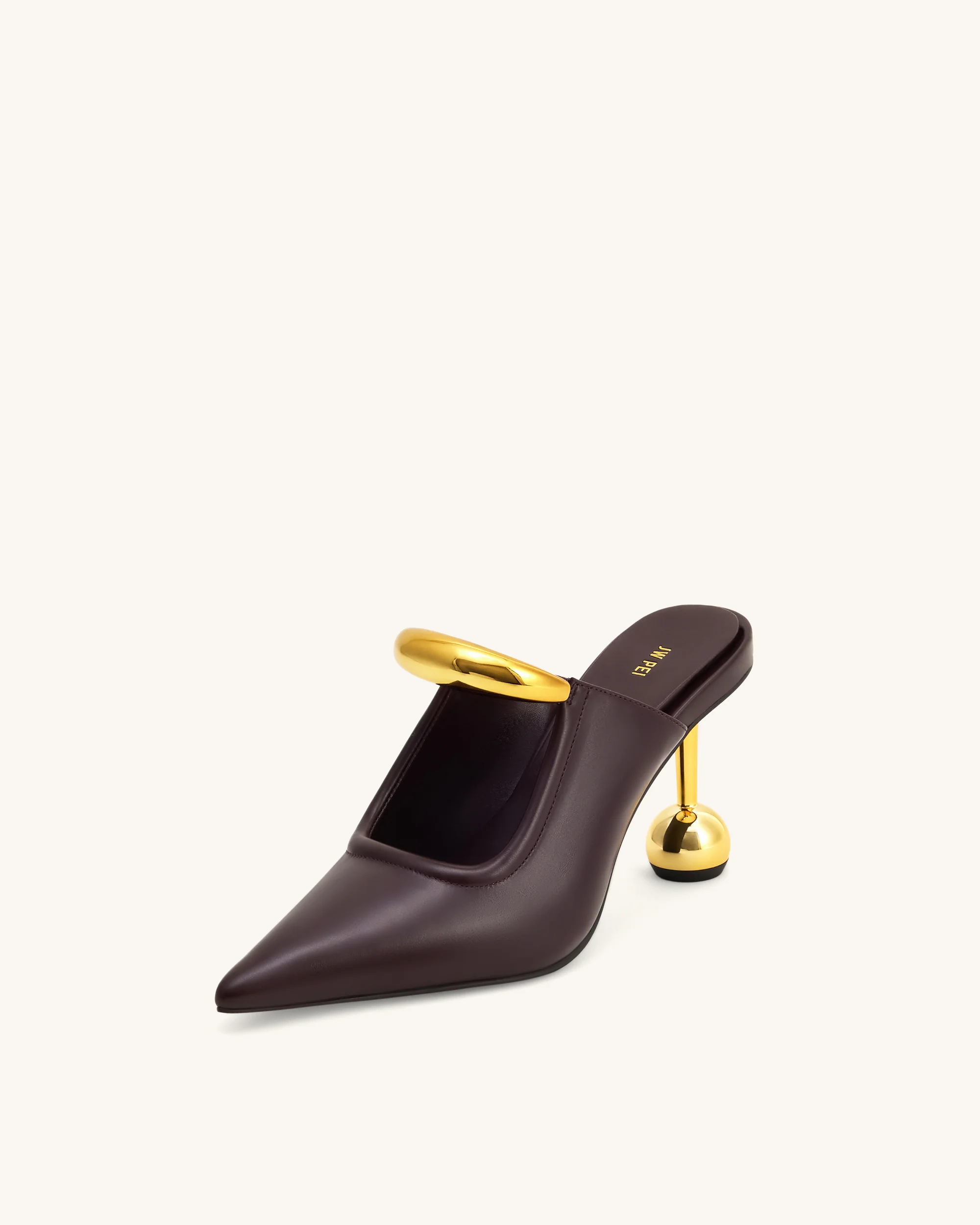 Sofia Mules mit Metallakzent und Kugelabsatz - Tiefes Bordeaux - Image 6