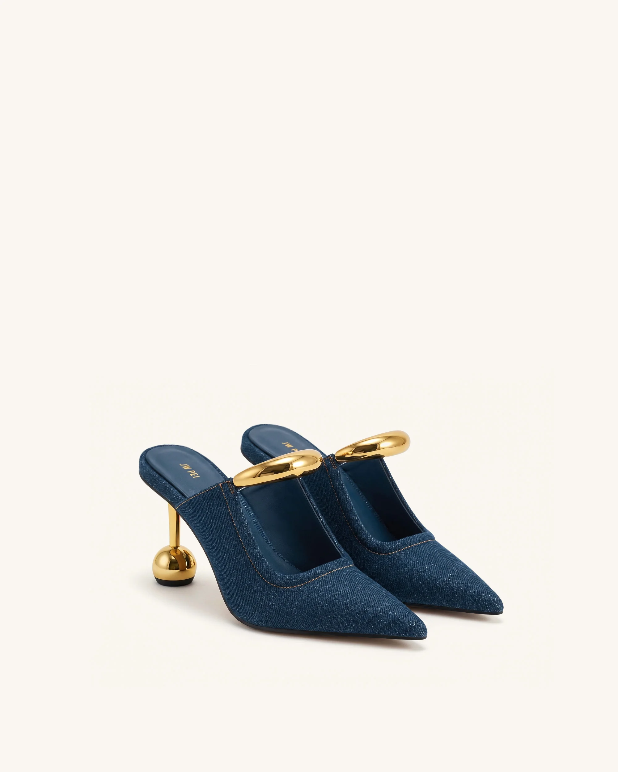 Sofia Mules mit Metallakzent und Kugelabsatz - Jeansblau - Image 2