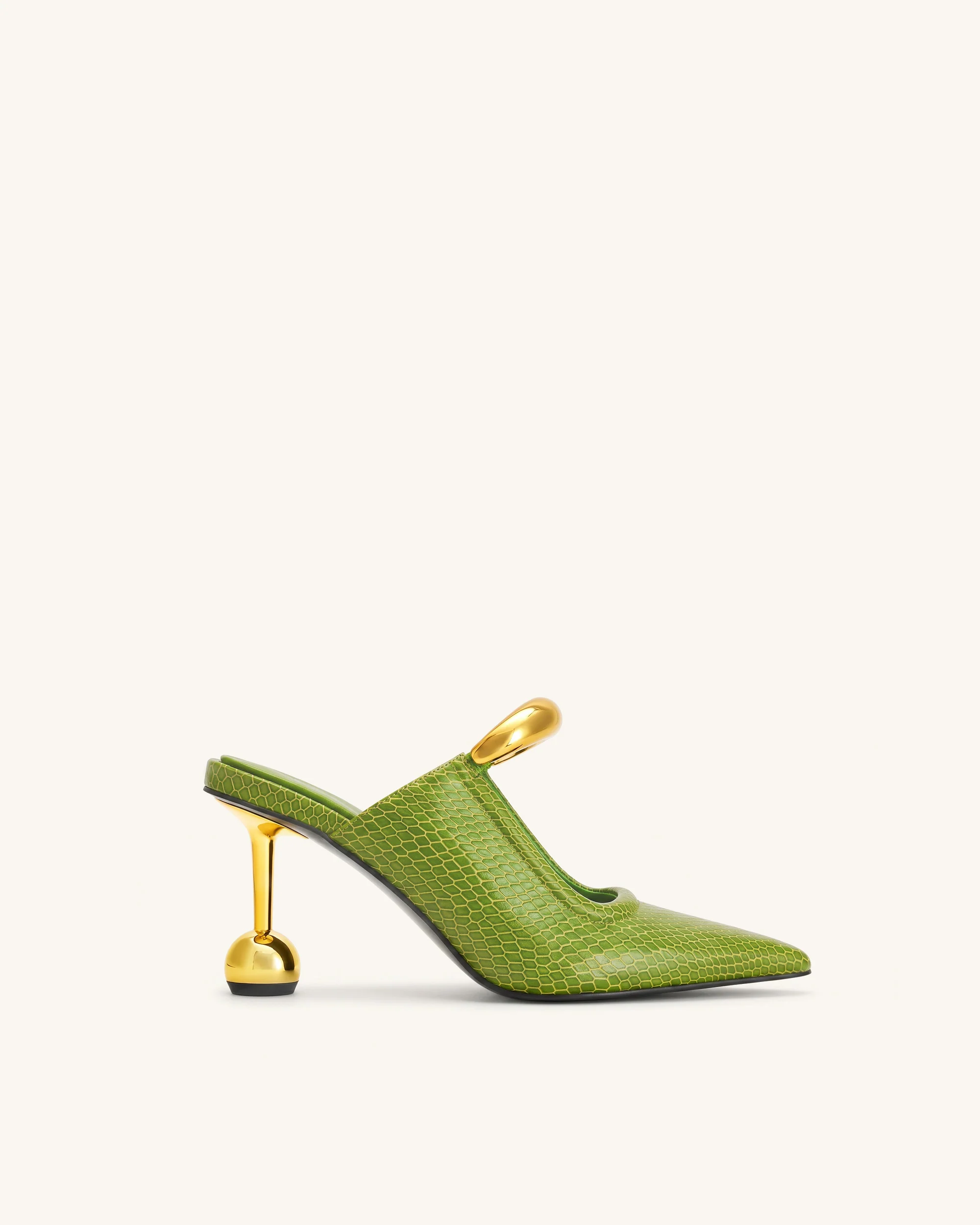 Sofia Mules mit Metallakzent und Kugelabsatz - Grün