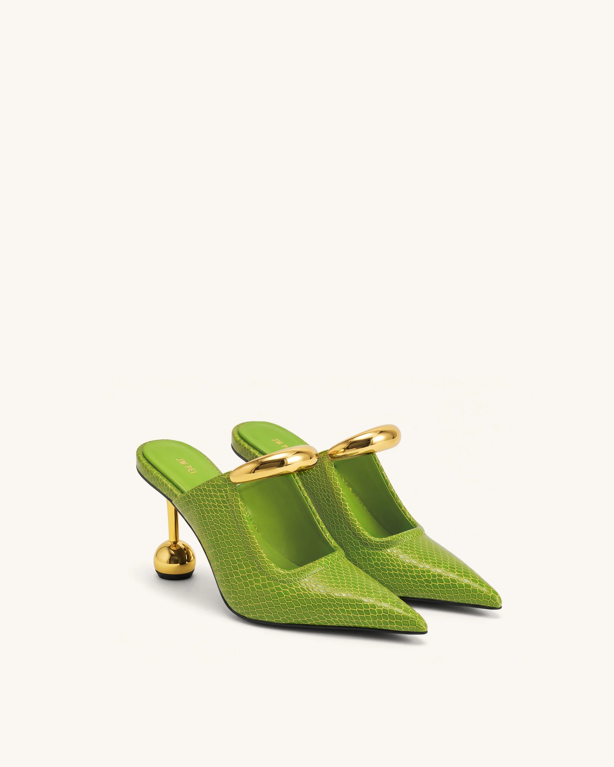 Sofia Mules mit Metallakzent und Kugelabsatz - Grün - Image 2
