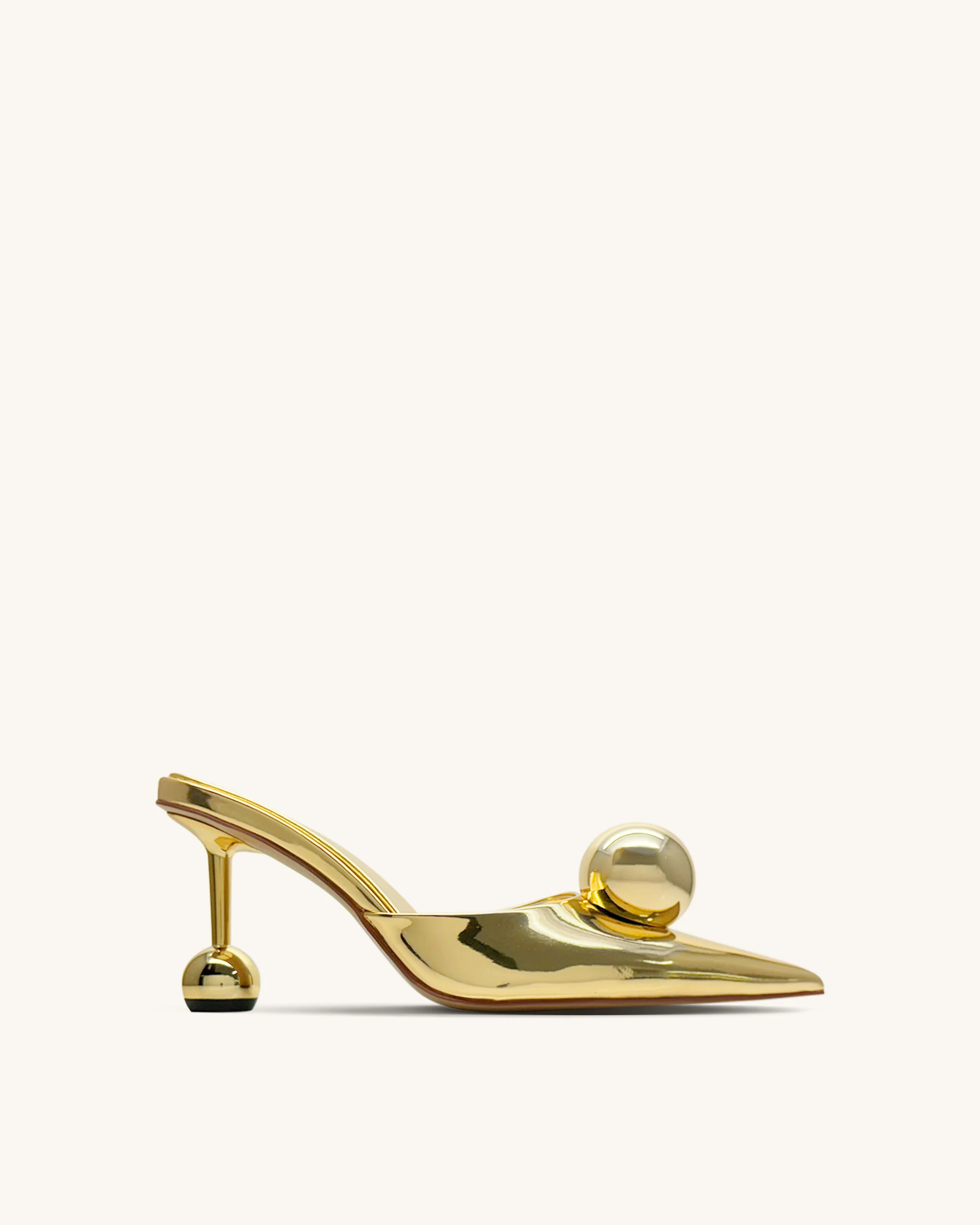 Sofia Mules mit Kugelabsatz – Gold