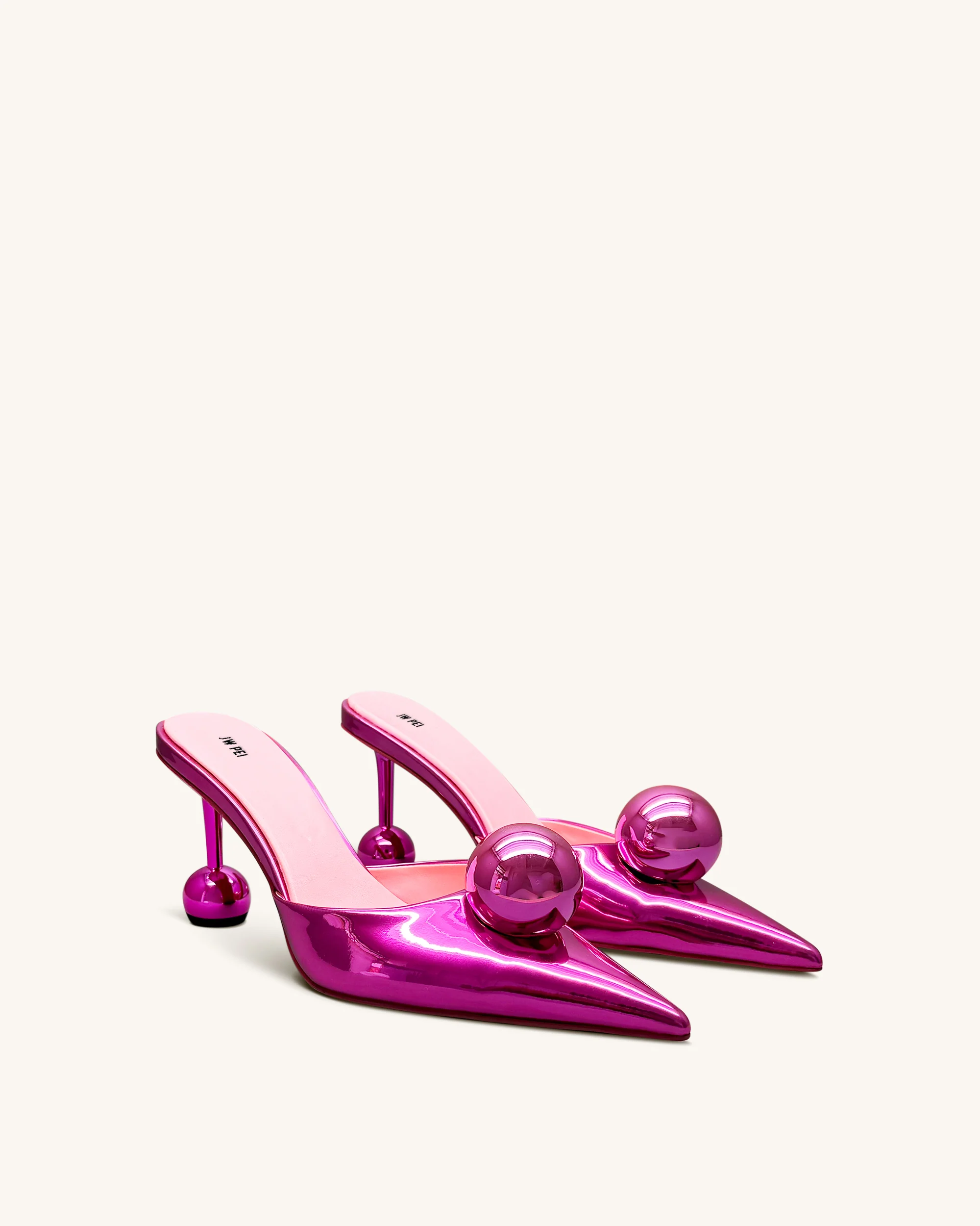 Sofia Mules mit Kugelabsatz - Rosenrot - Image 3