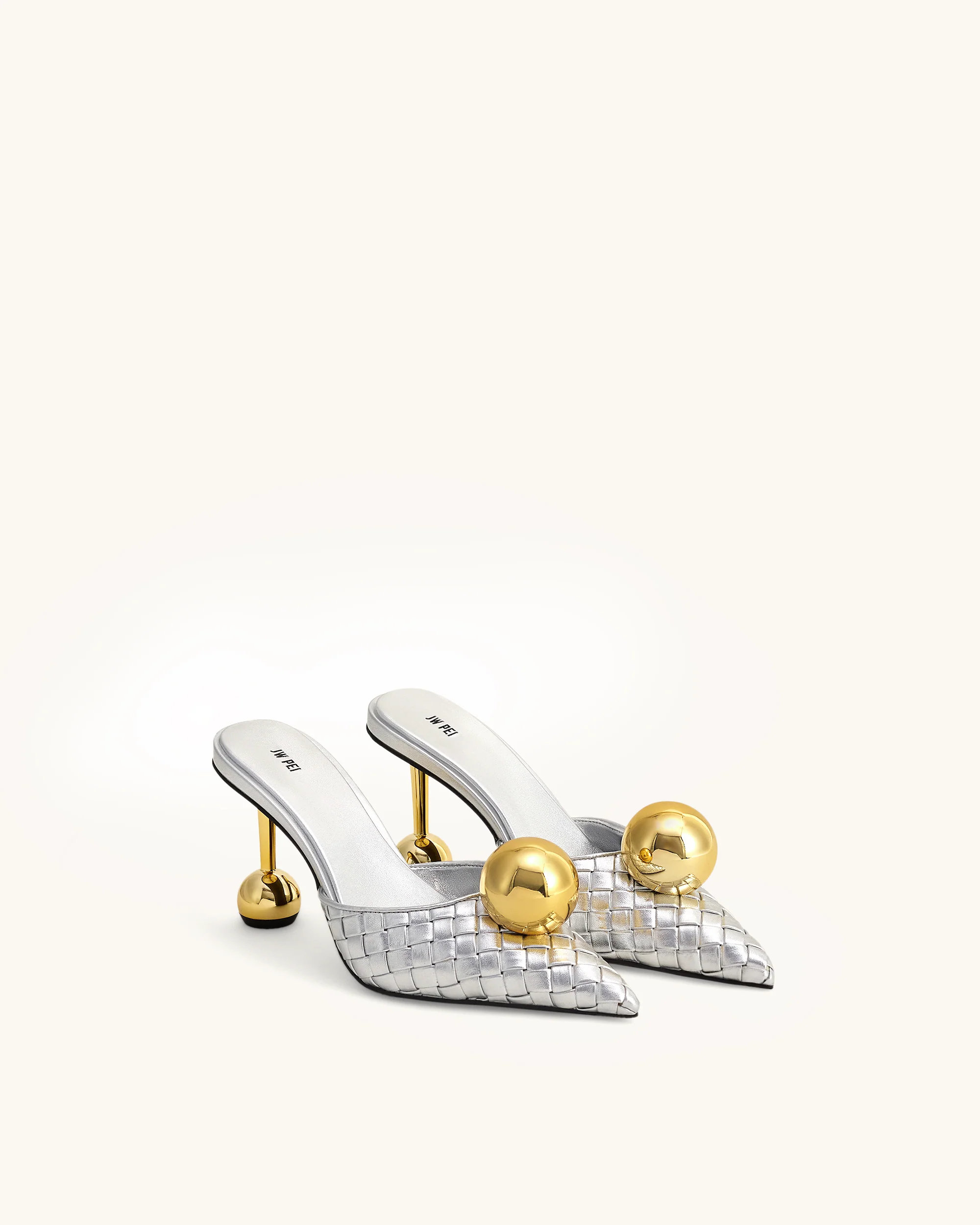Sofia Geflochtene Kugelabsatz-Mules - Silber & Gold - Image 2