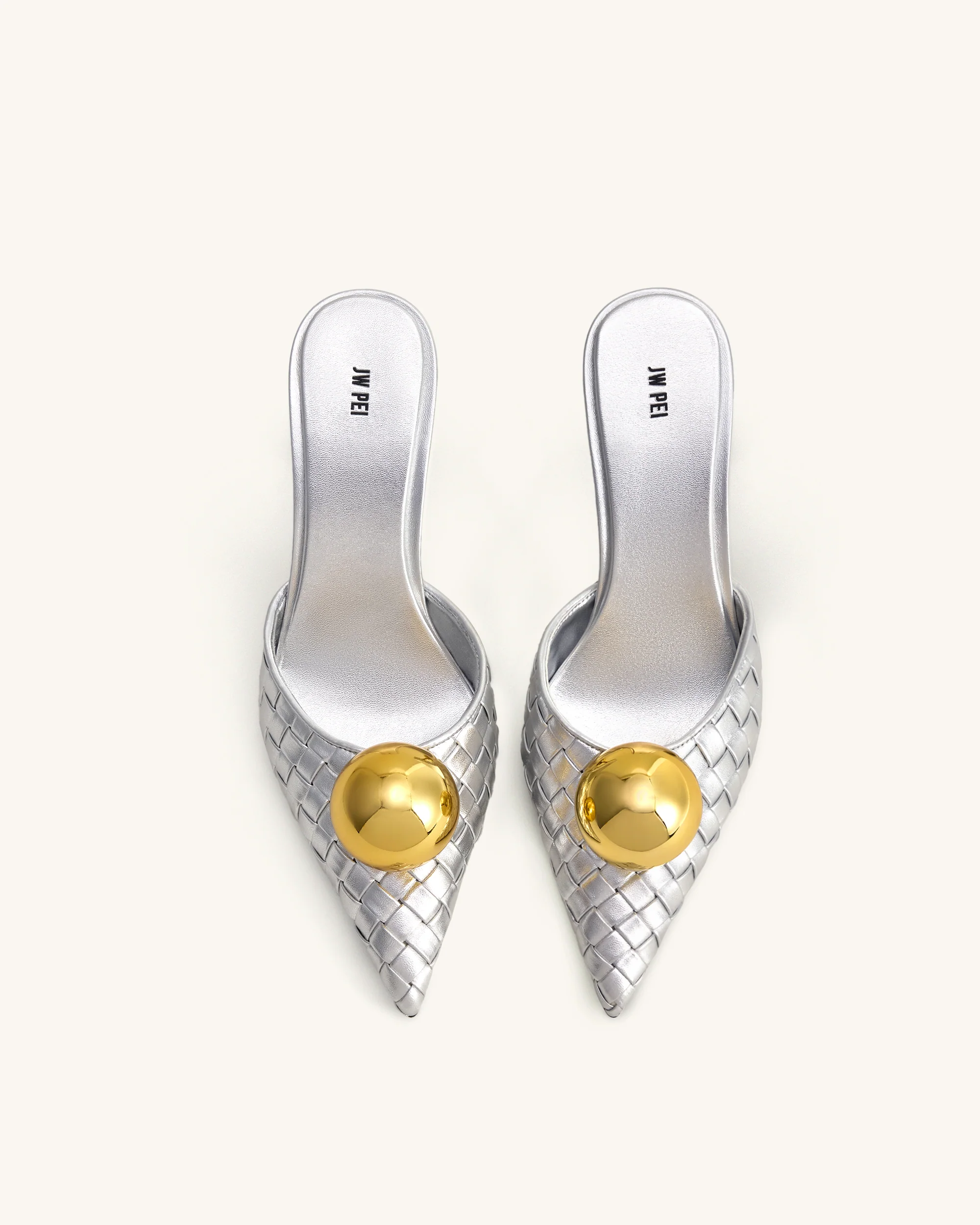 Sofia Geflochtene Kugelabsatz-Mules - Silber & Gold - Image 3