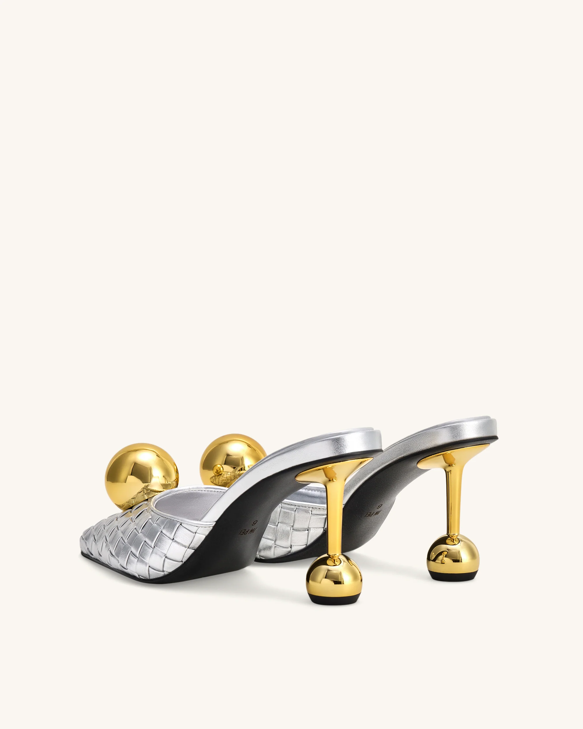 Sofia Geflochtene Kugelabsatz-Mules - Silber & Gold - Image 4