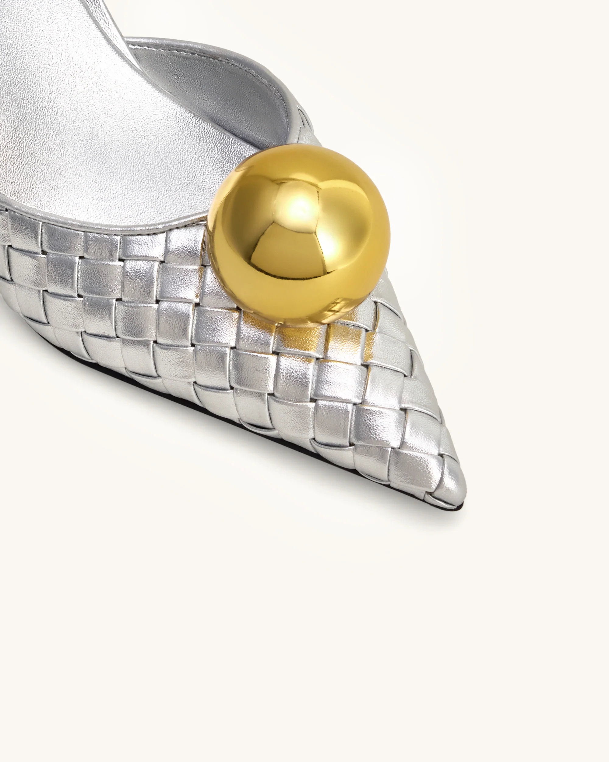 Sofia Geflochtene Kugelabsatz-Mules - Silber & Gold - Image 5