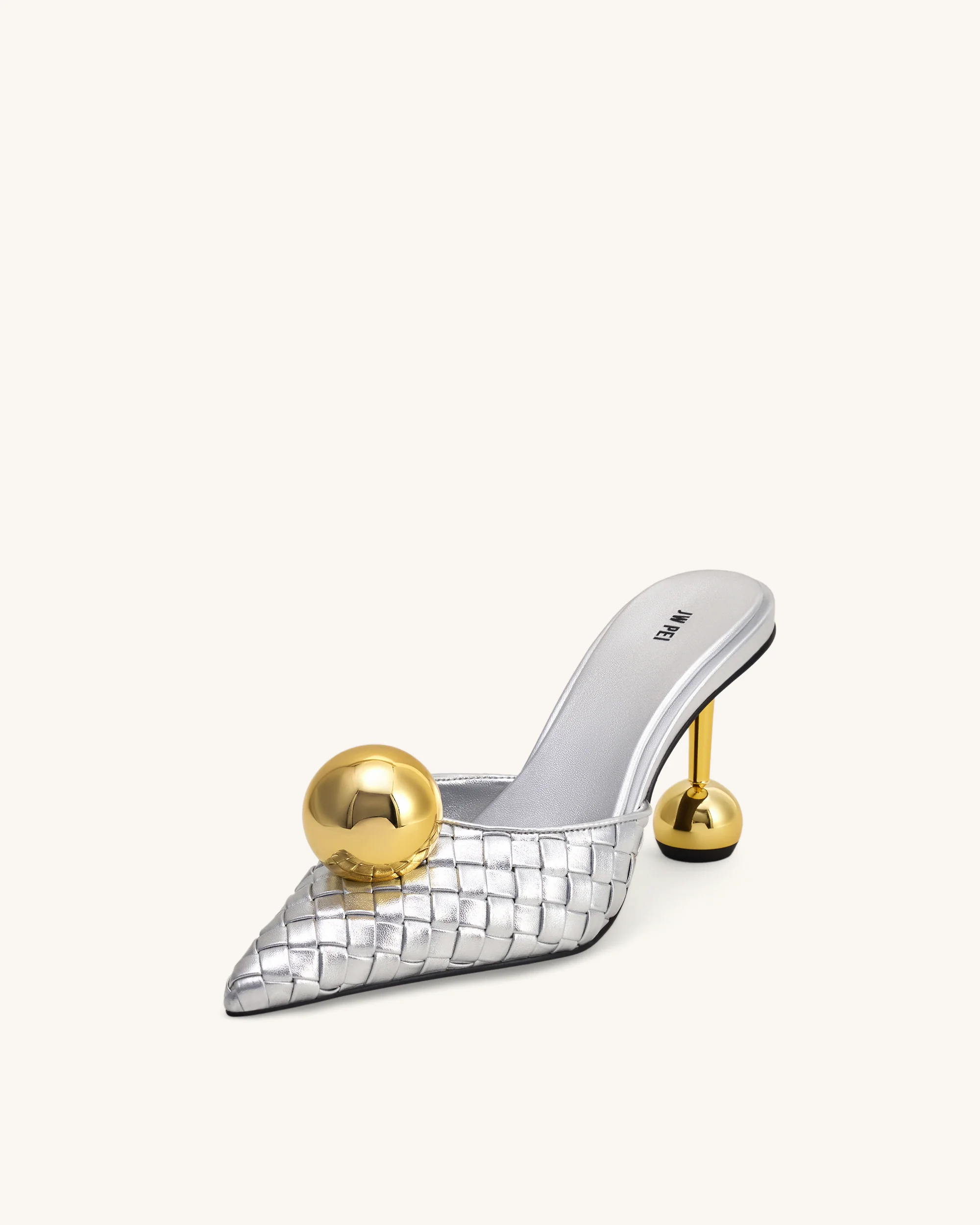 Sofia Geflochtene Kugelabsatz-Mules - Silber & Gold - Image 6