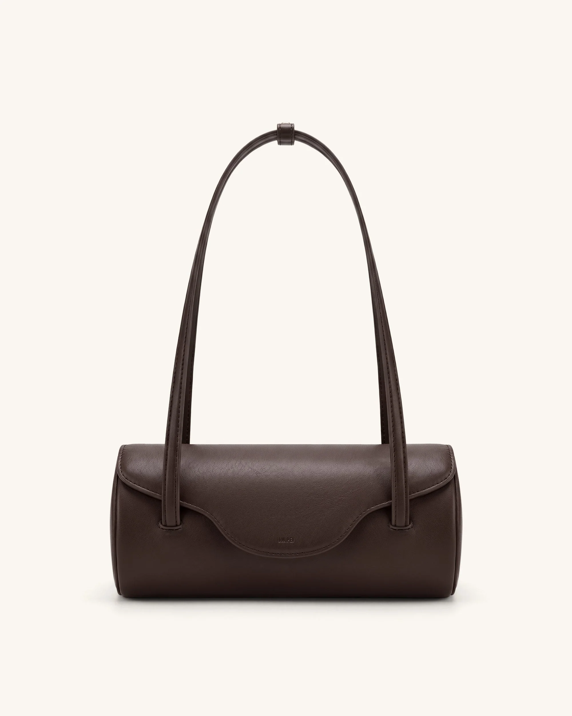 Solenne Barrel-Schultertasche - Dunkelbraun