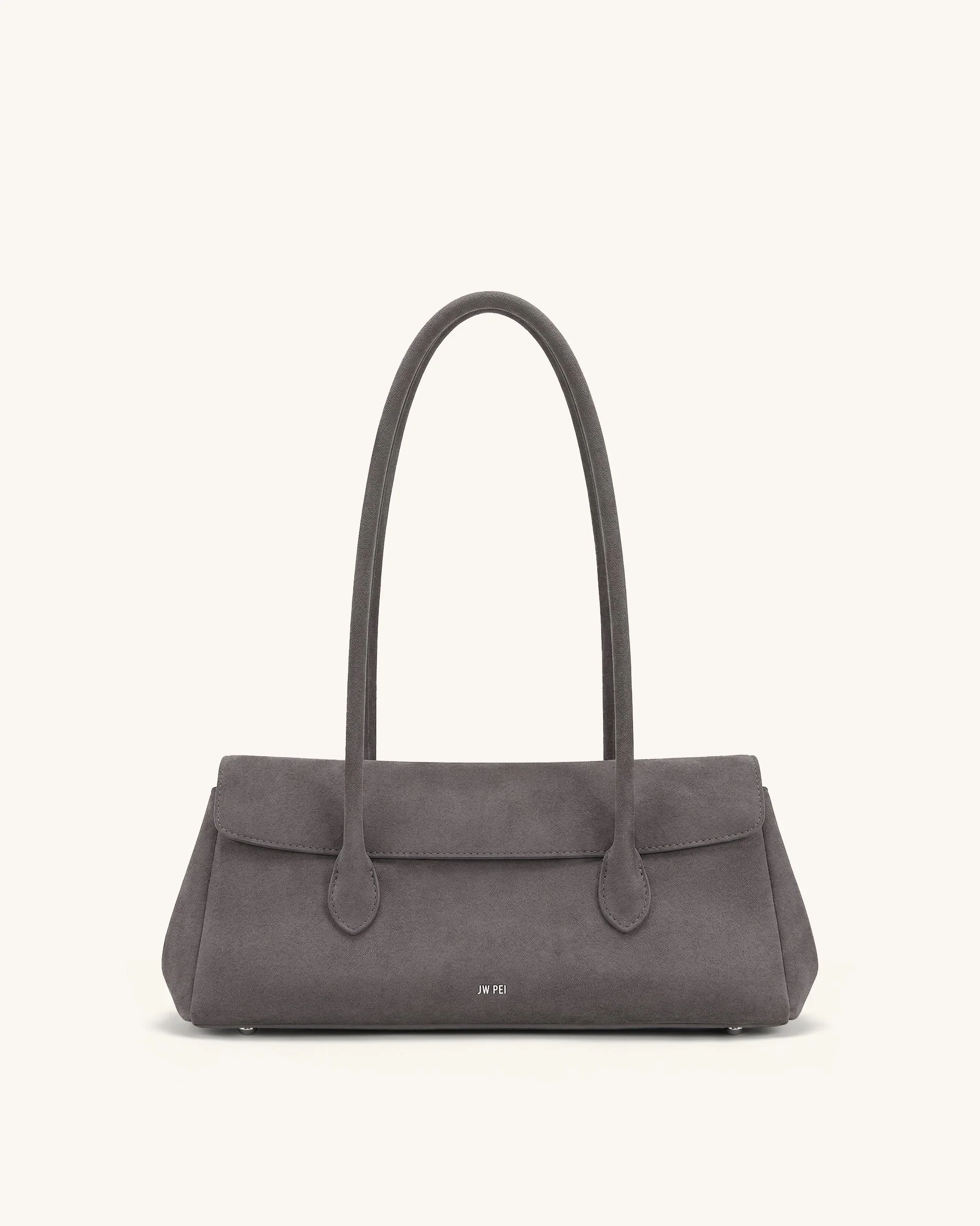 Solenne East-West-Schultertasche aus Wildlederimitat - Taupe