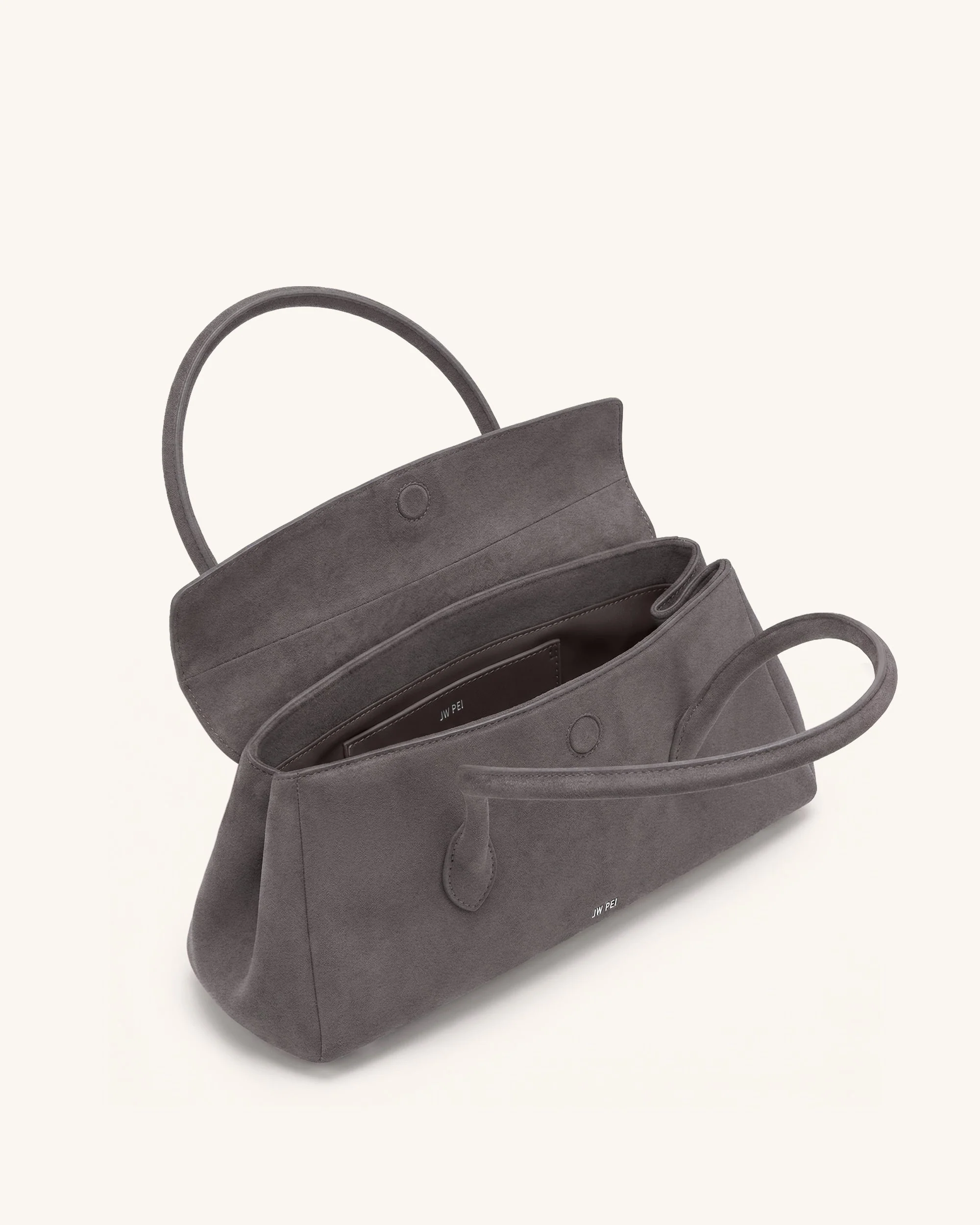 Solenne East-West-Schultertasche aus Wildlederimitat - Taupe - Image 5