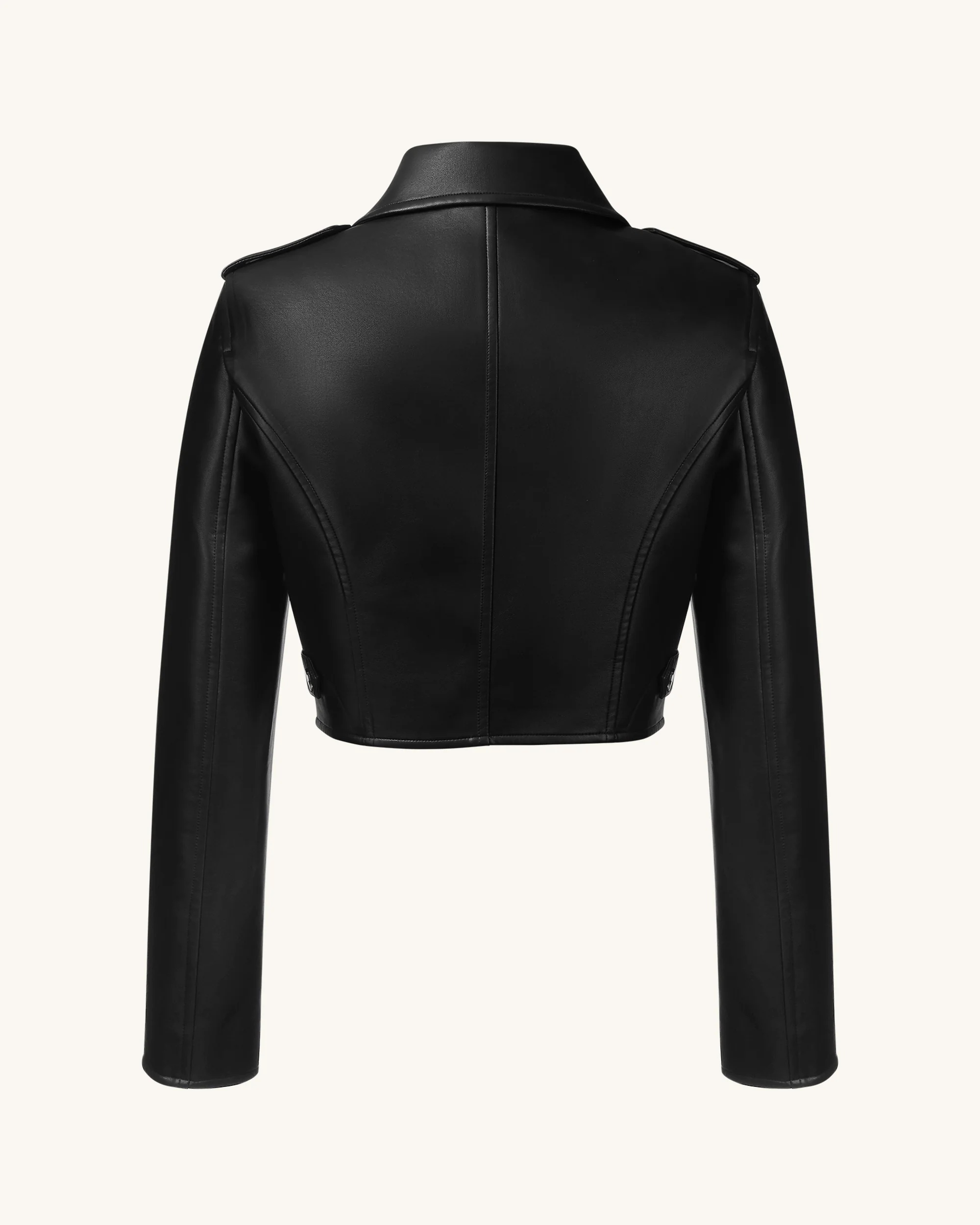 Sophie Kurzgeschnittene Lederjacke - Schwarz & Rot - Image 4