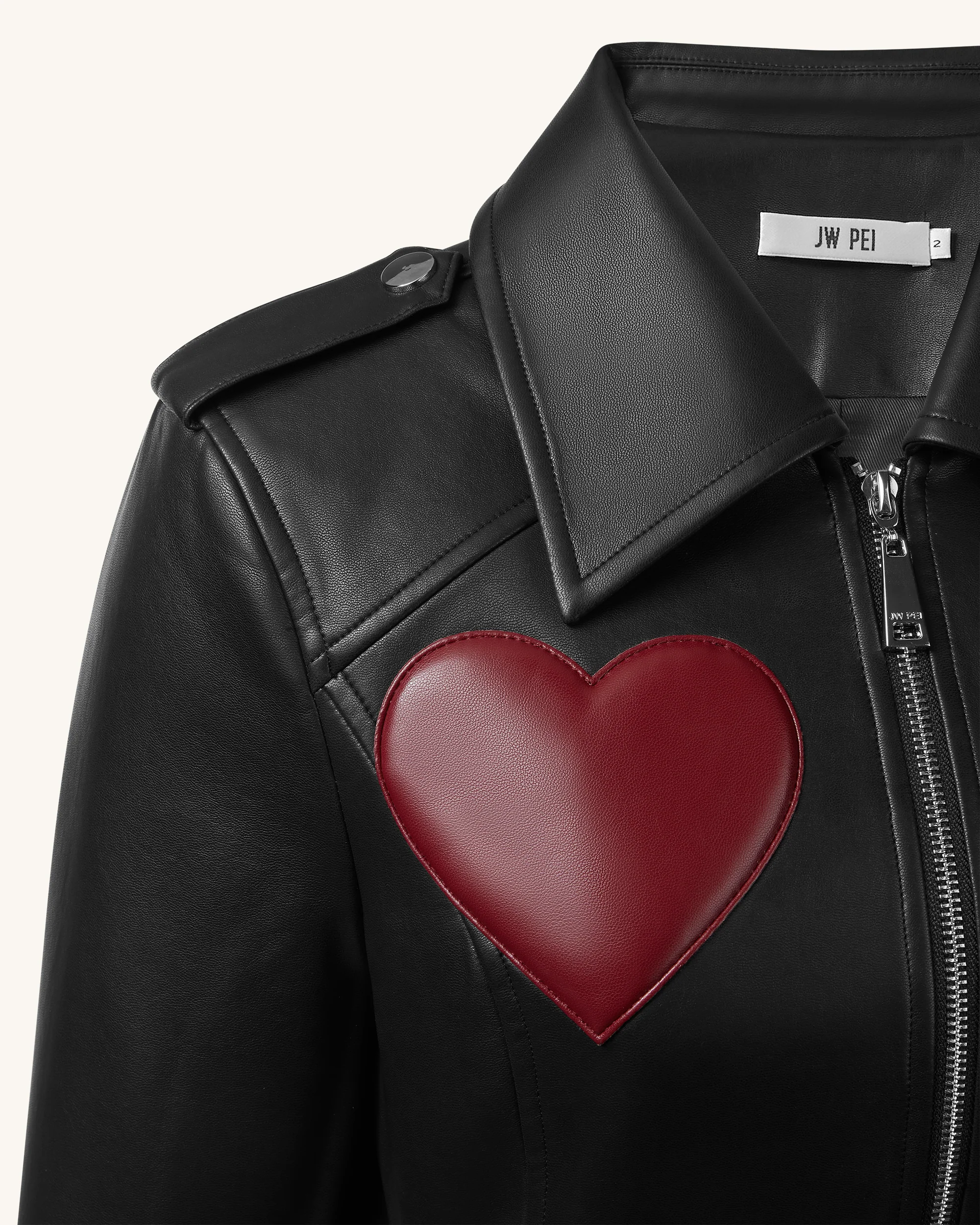 Sophie Kurzgeschnittene Lederjacke - Schwarz & Rot - Image 5