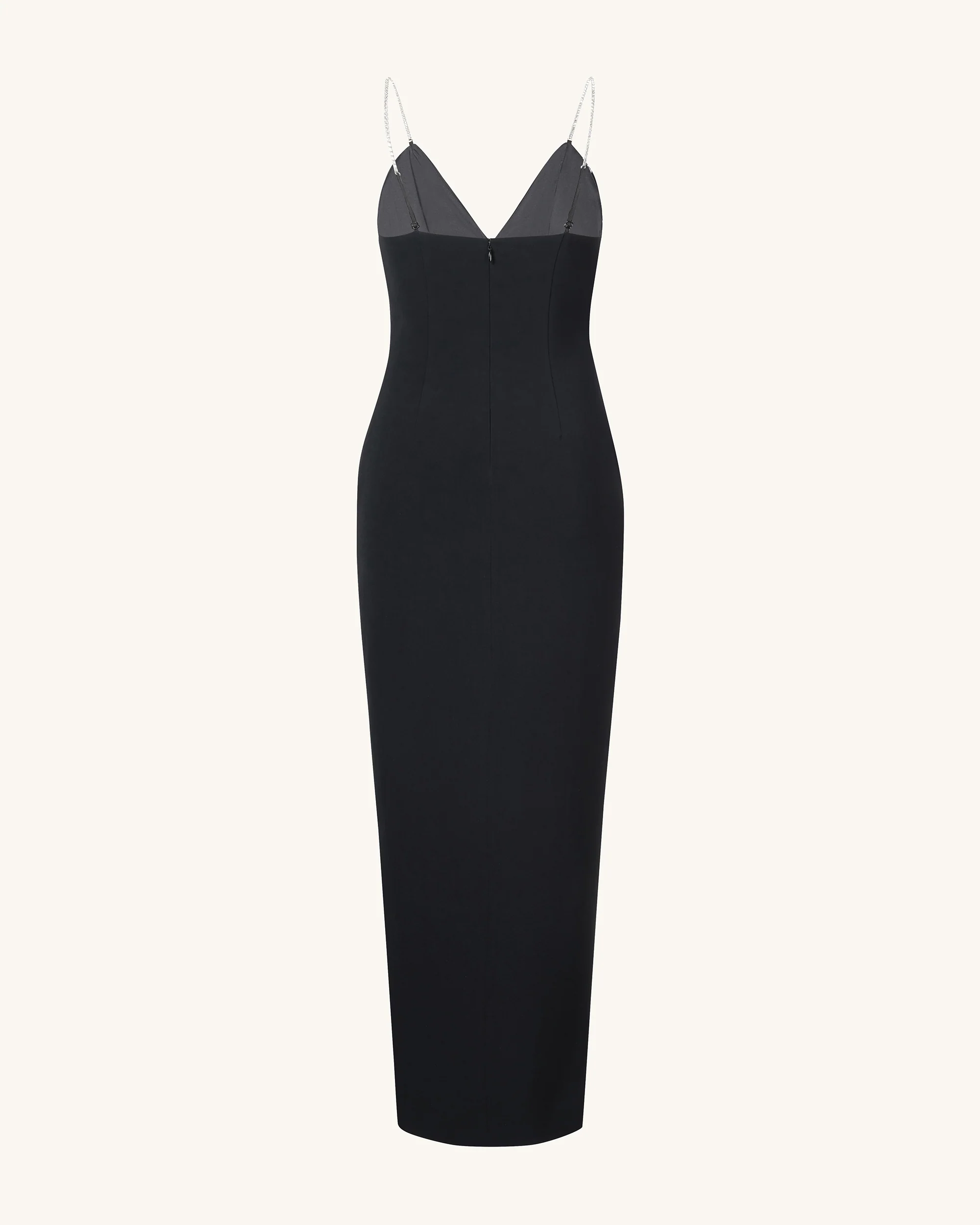 Ayliua Schwarzes langes Kleid mit Herzausschnitt und Strassverzierung - Schwarz - Image 5