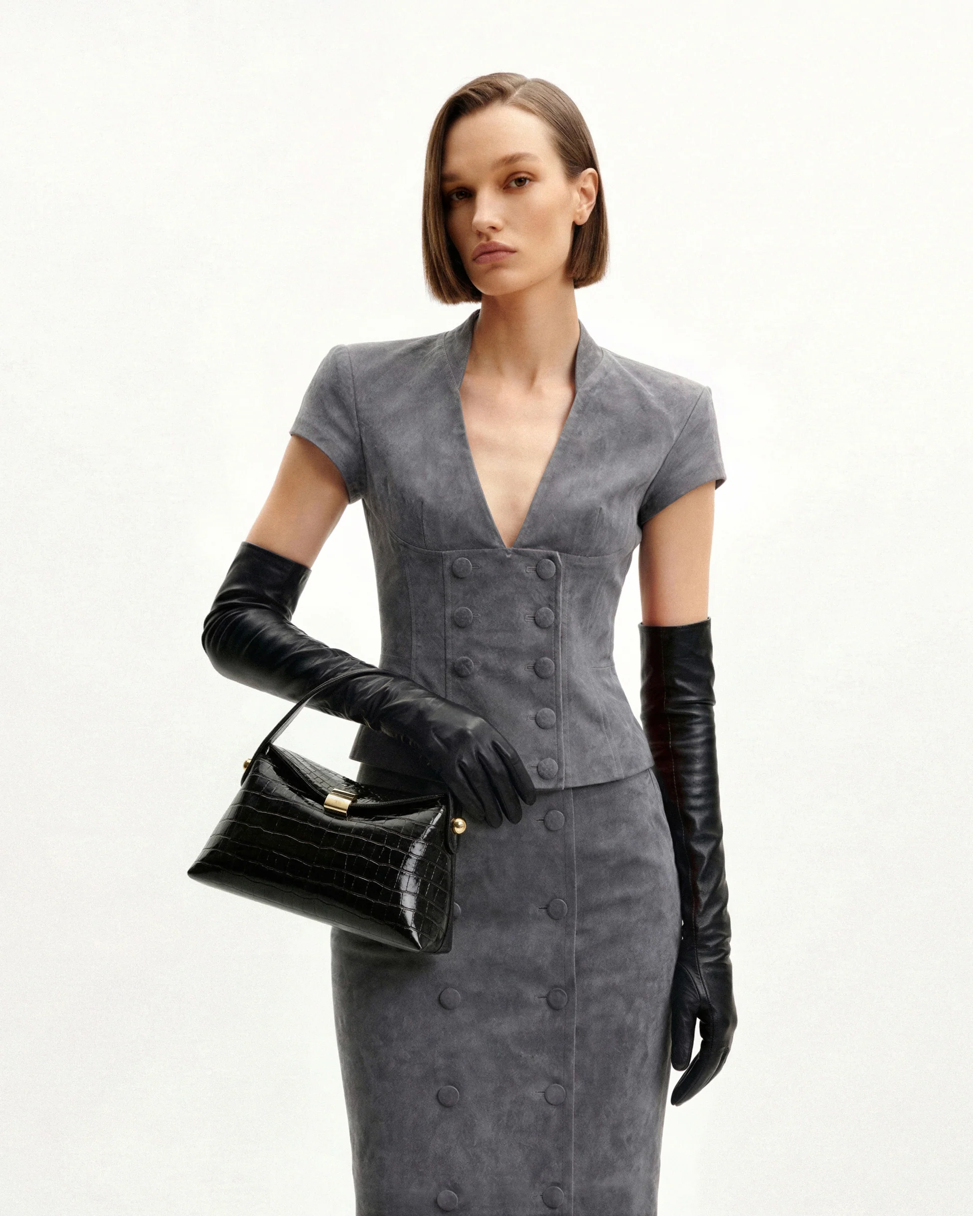 Talia Henkeltasche – Schwarzes Kroko-Design - Image 2