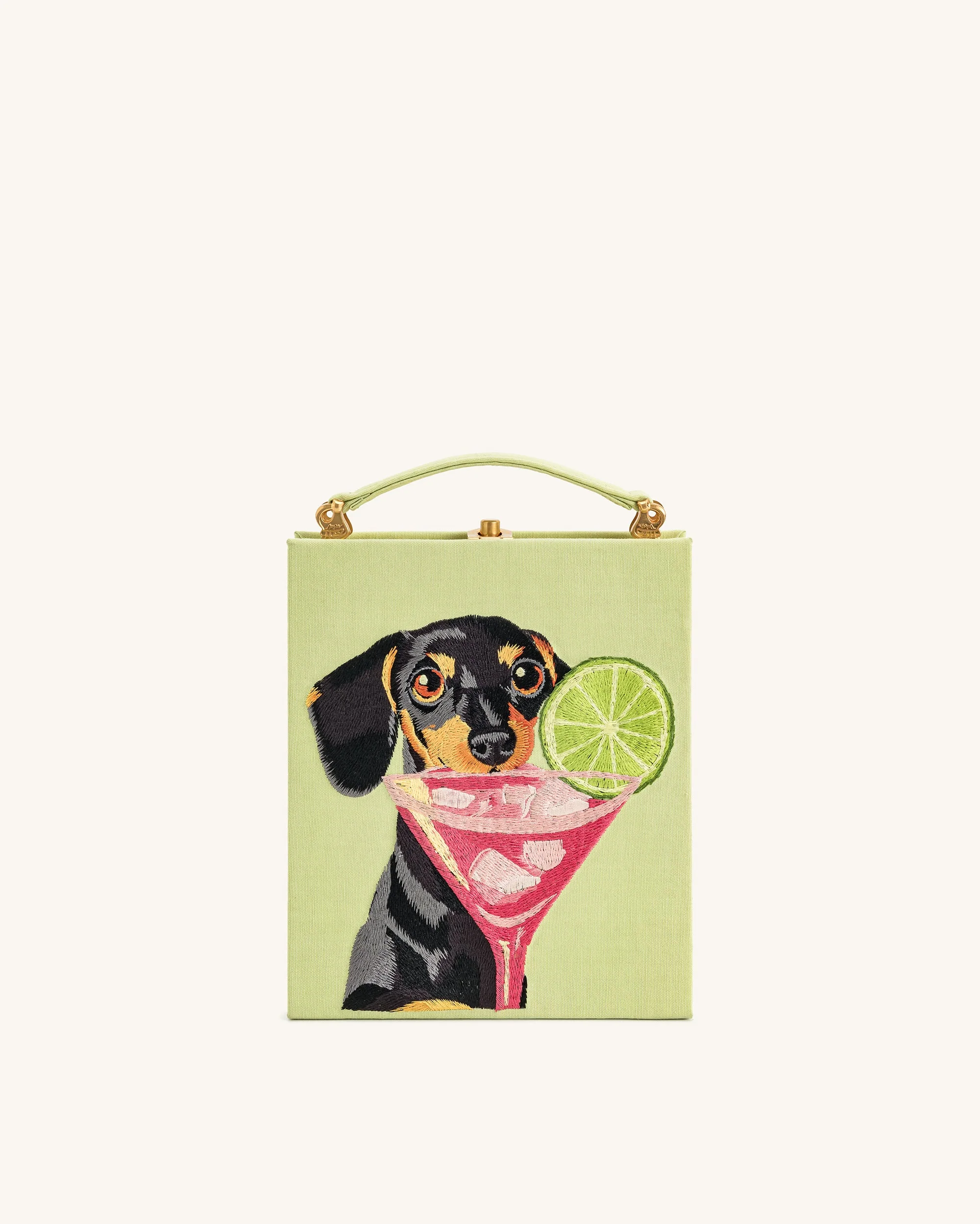 Taya-Welpenmuster Buchform Clutch Tasche - Hellgrün