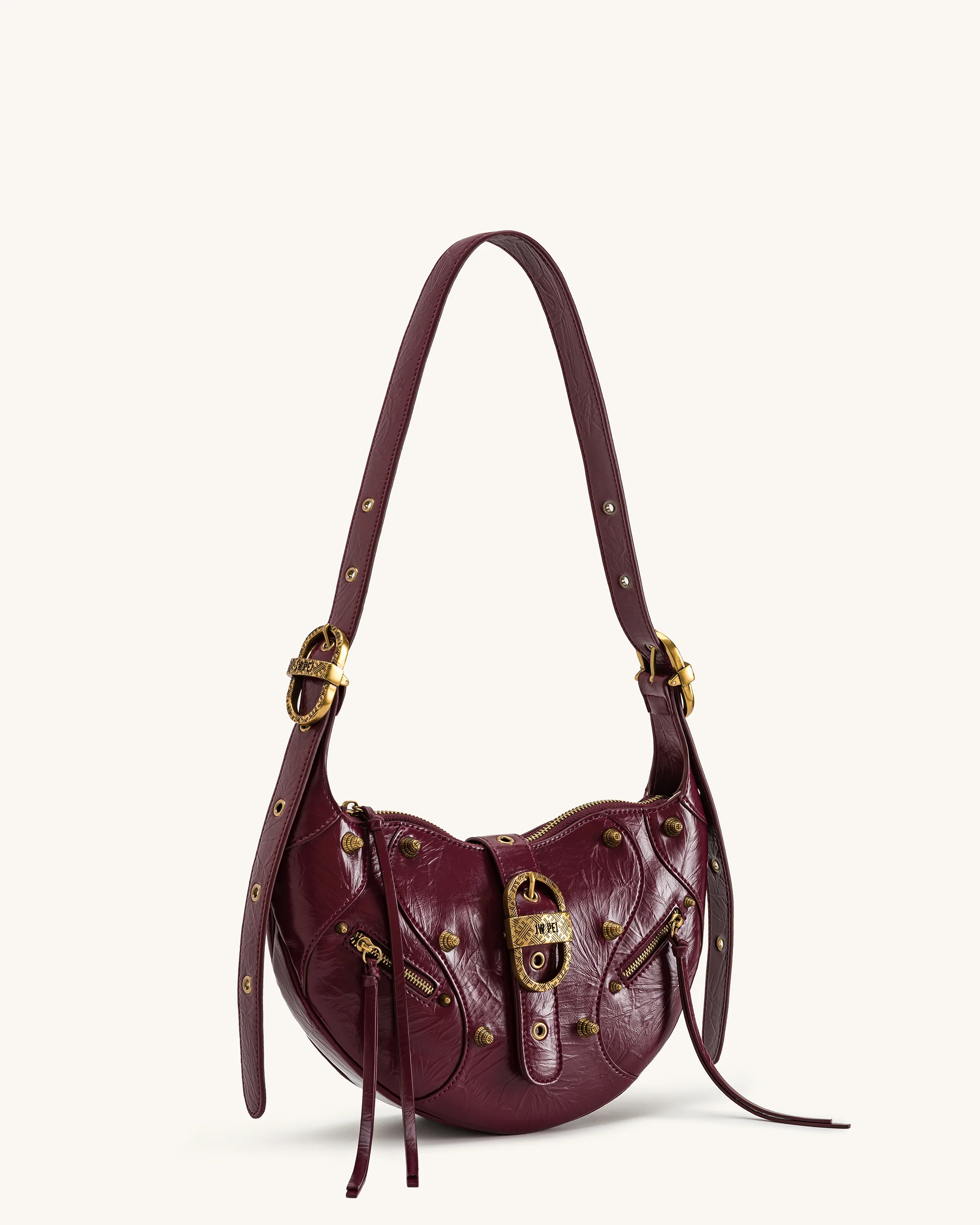 Tessa Nieten-Schultertasche – Burgunderrot - Image 2