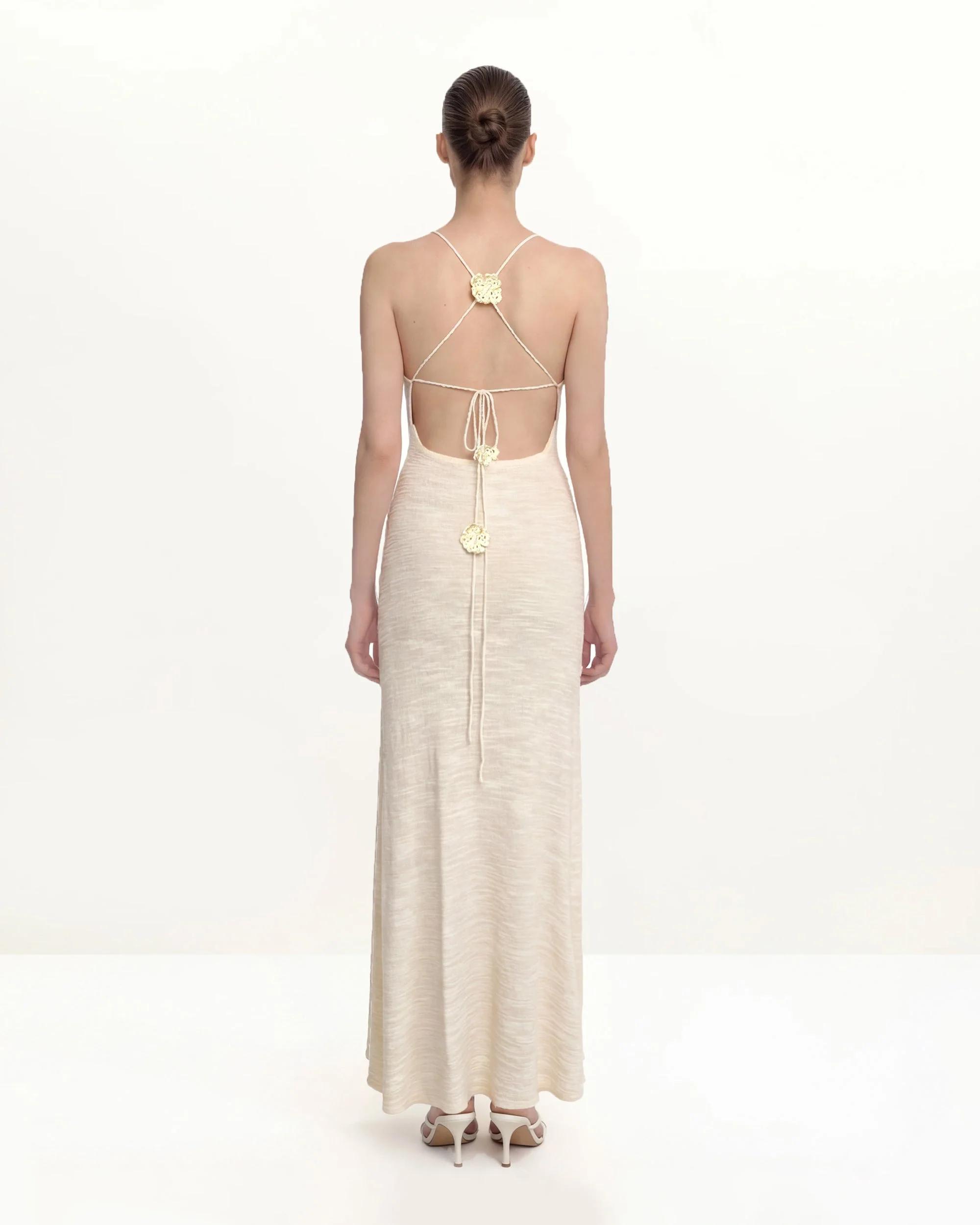 Texturiertes Knit Neckholder-Maxikleid - Creme - Image 2