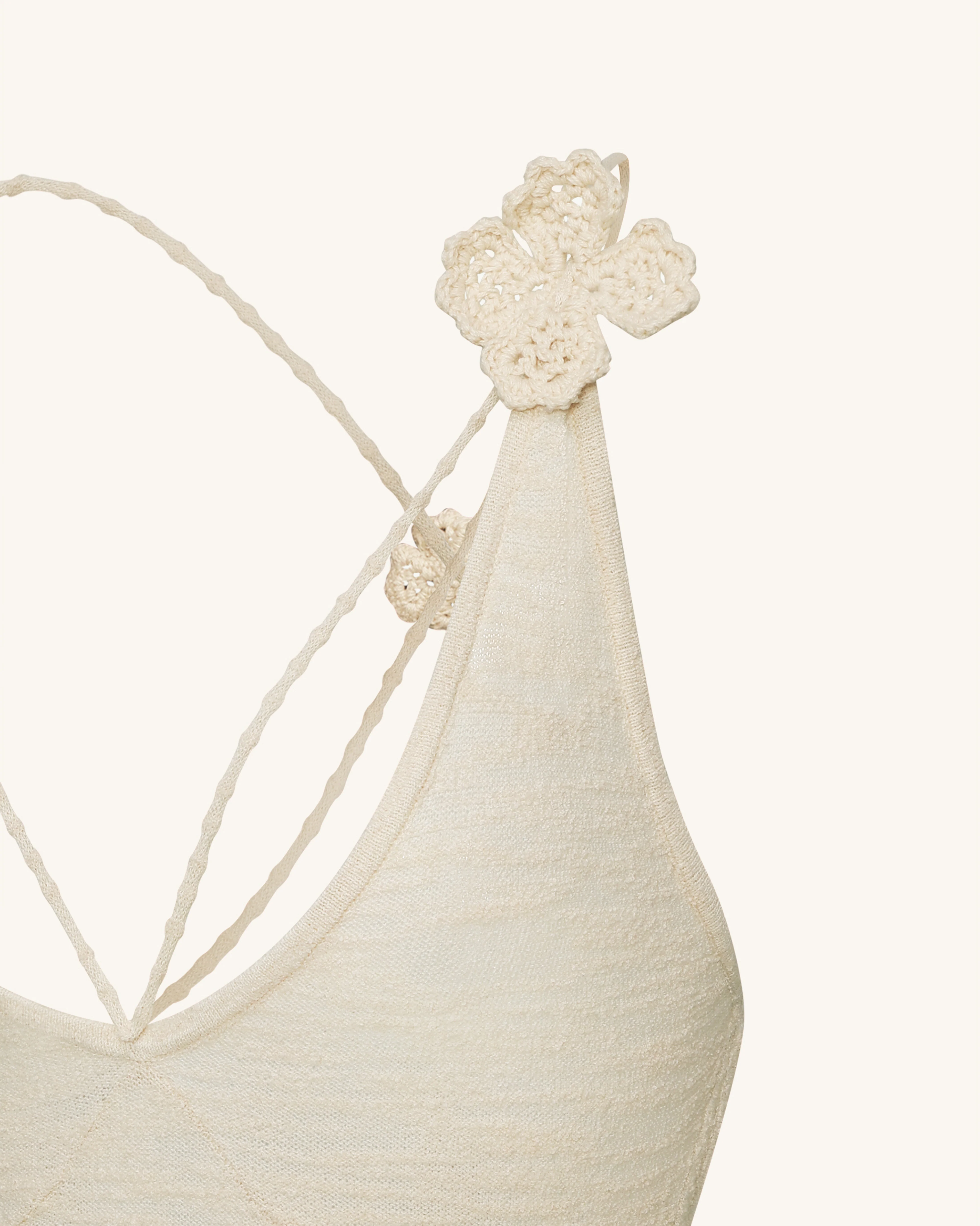 Texturiertes Knit Neckholder-Maxikleid - Creme - Image 5