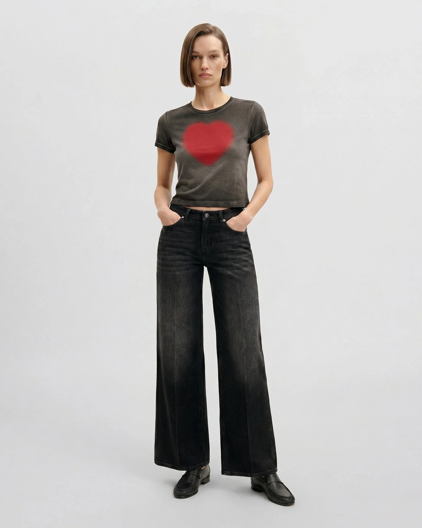 The Shrunken Faded Love T-Shirt - Washed Black