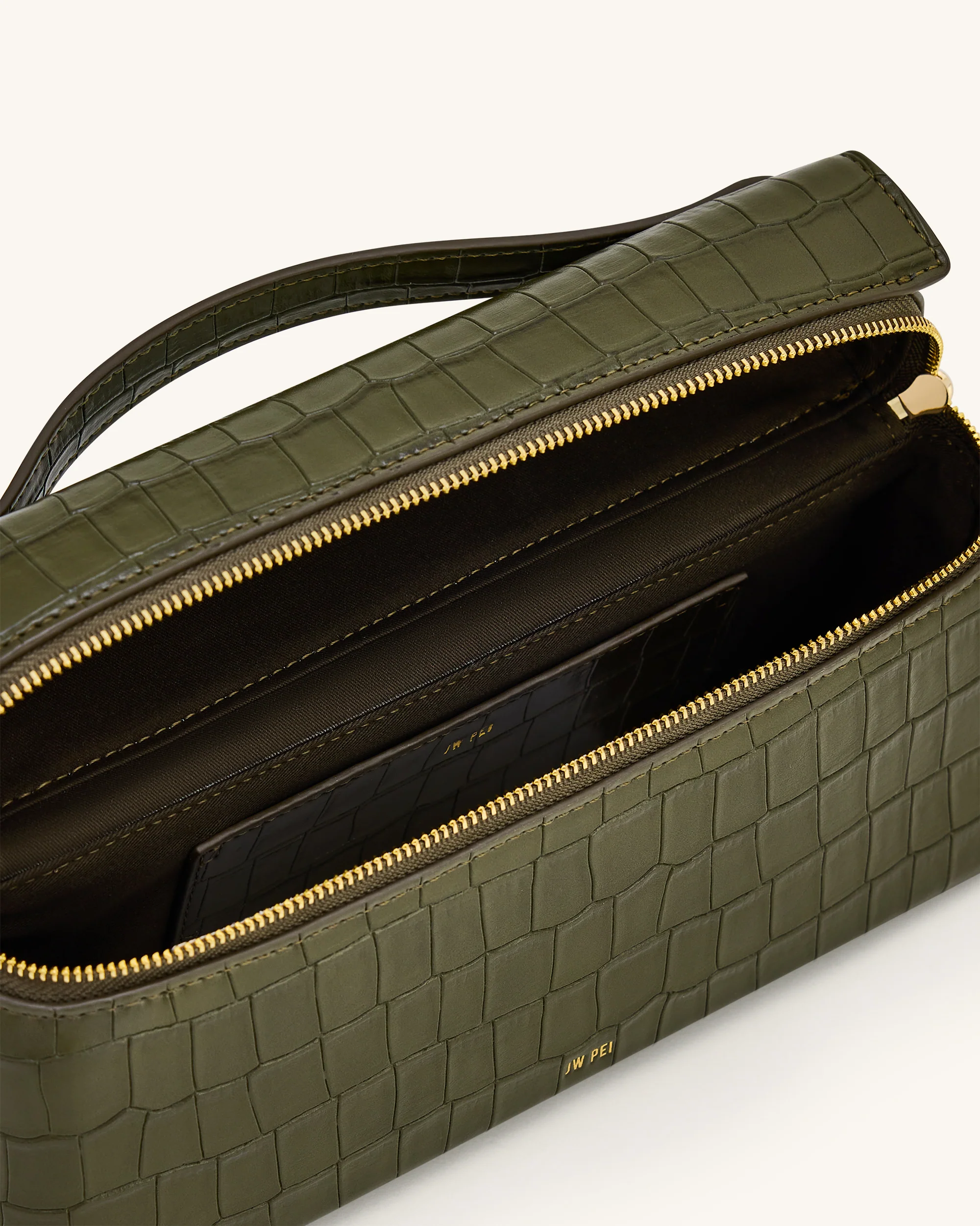 Thea Handtasche mit Krokoprägung – Olivgrün - Image 4