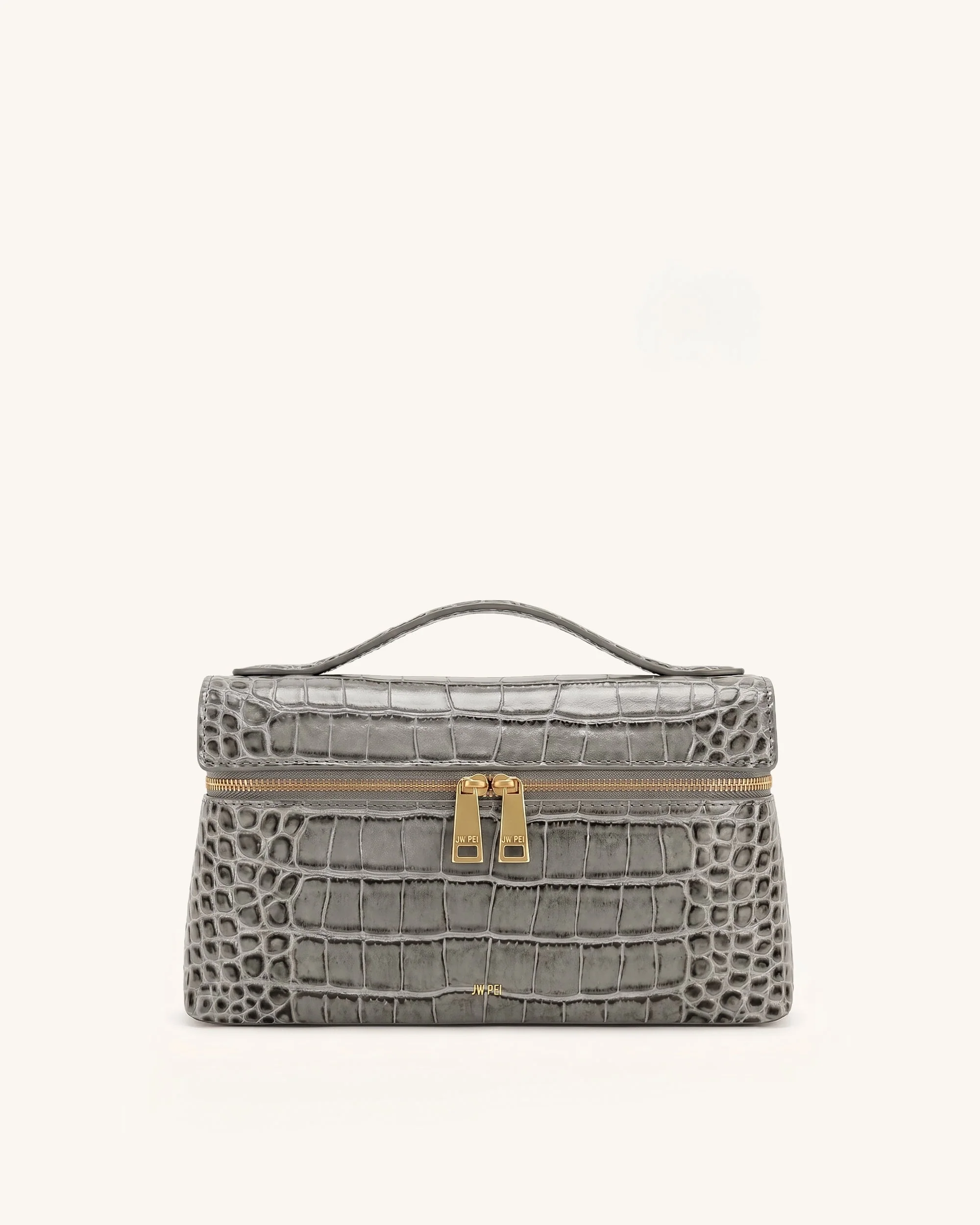 Thea Henkeltasche - Grau mit Krokoprägung