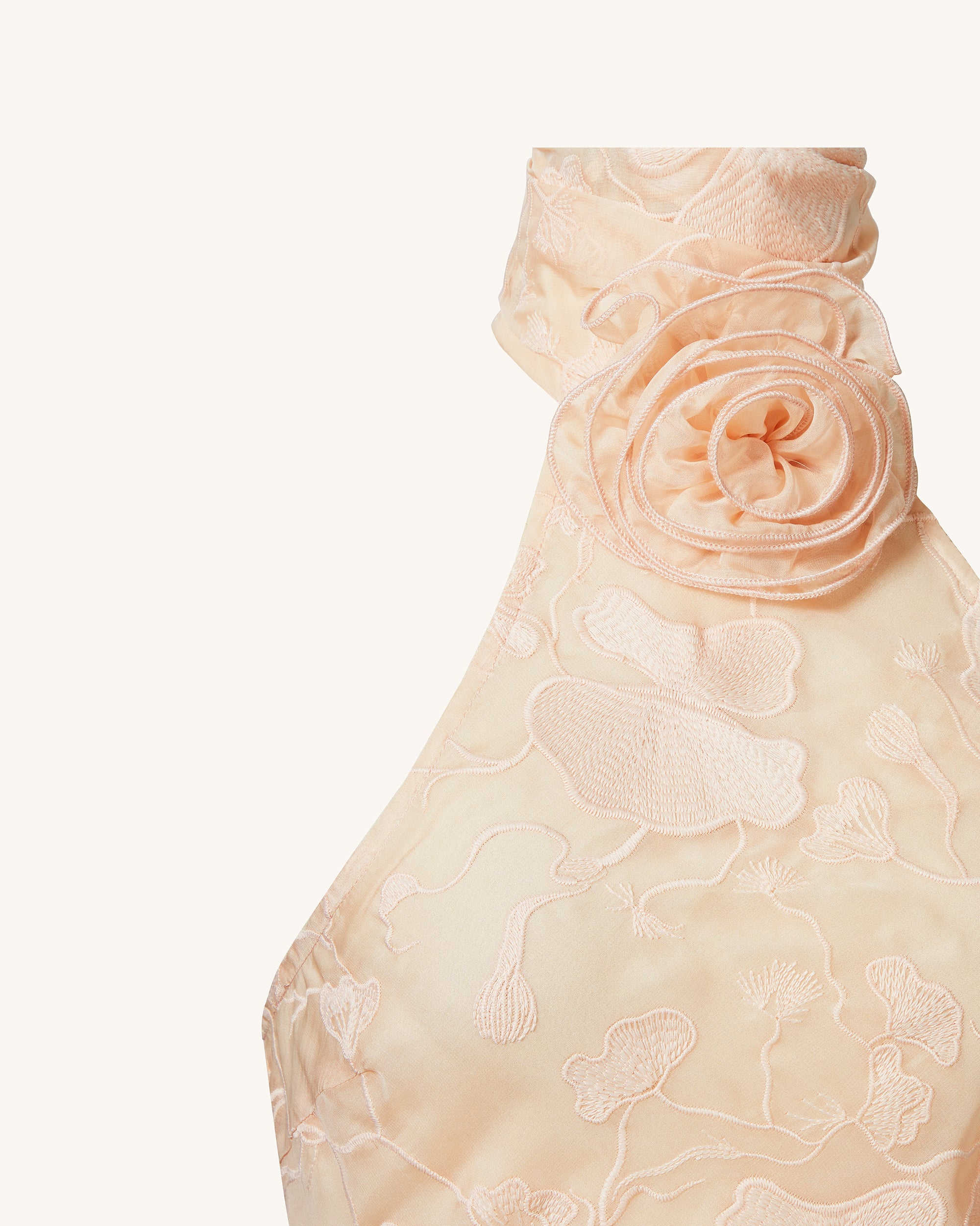 Uliana Pink-Beiges Maxikleid mit Blumen-Spitzen und Halterneck - Rosa-Beige - Image 4