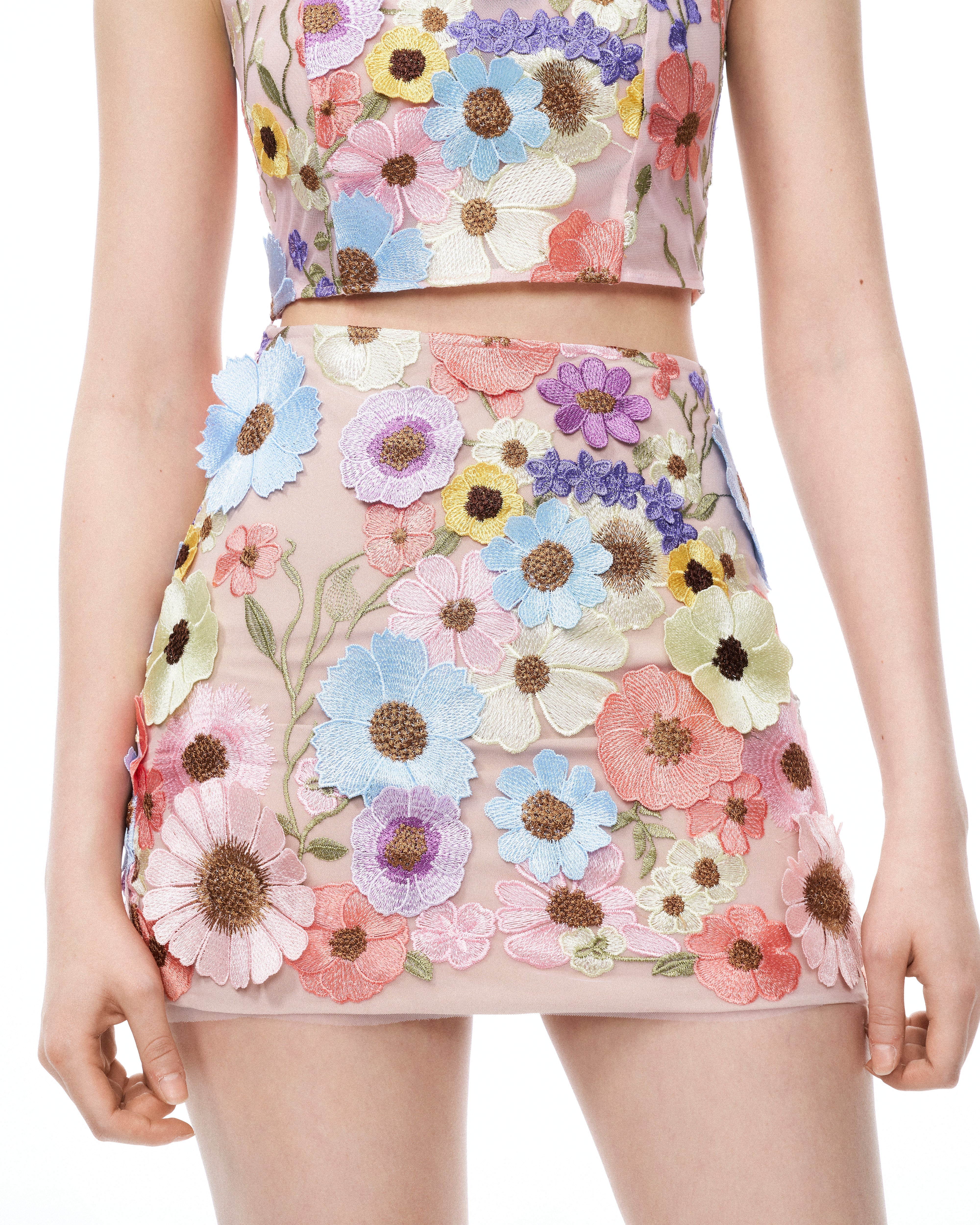 Valentino 3D-Blumenstickerei-Kleid-Set – Pastellfarben Mehrfarbig - Image 7