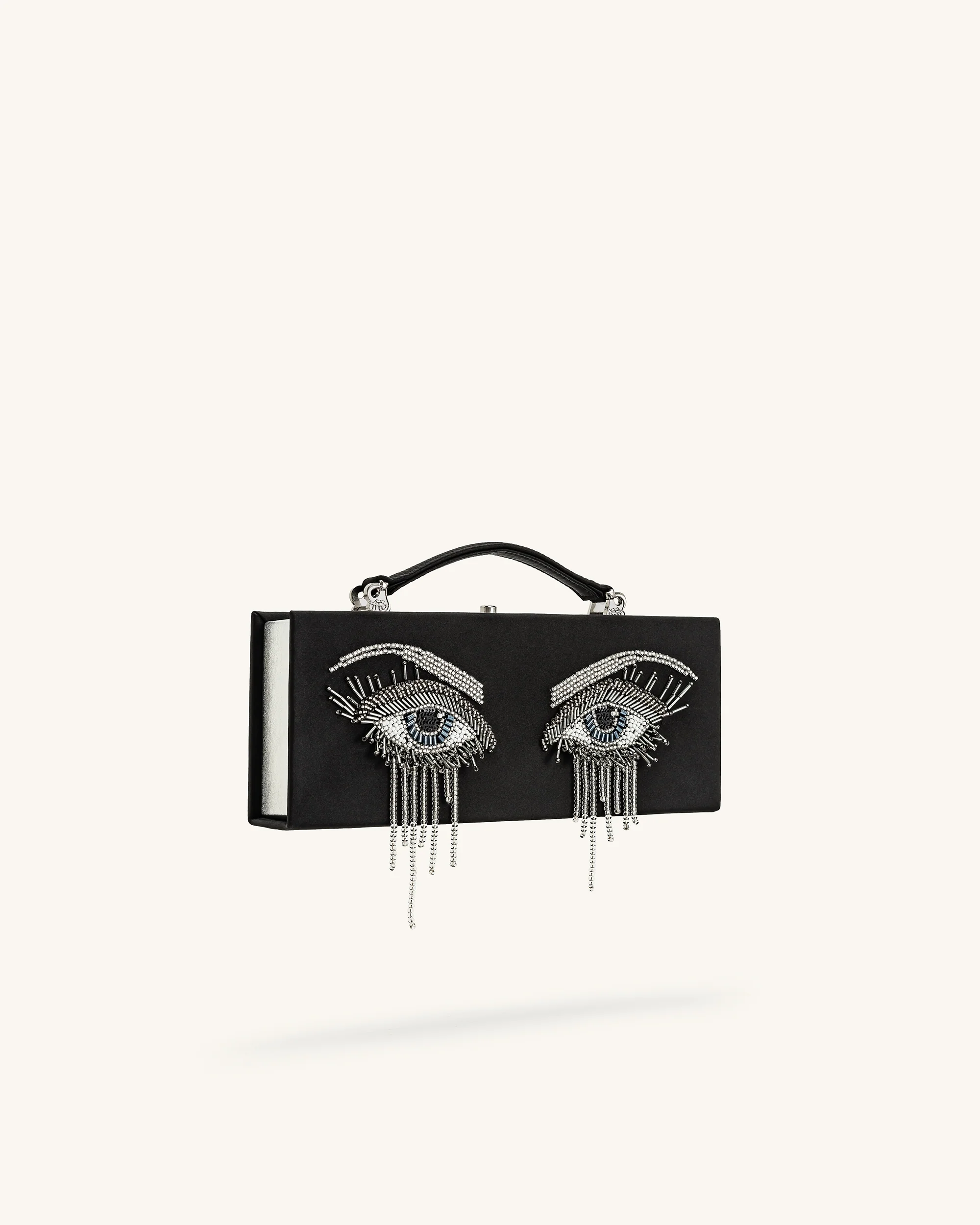 Vera Rechteckige Clutch mit Perlendekor – Schwarz - Image 2