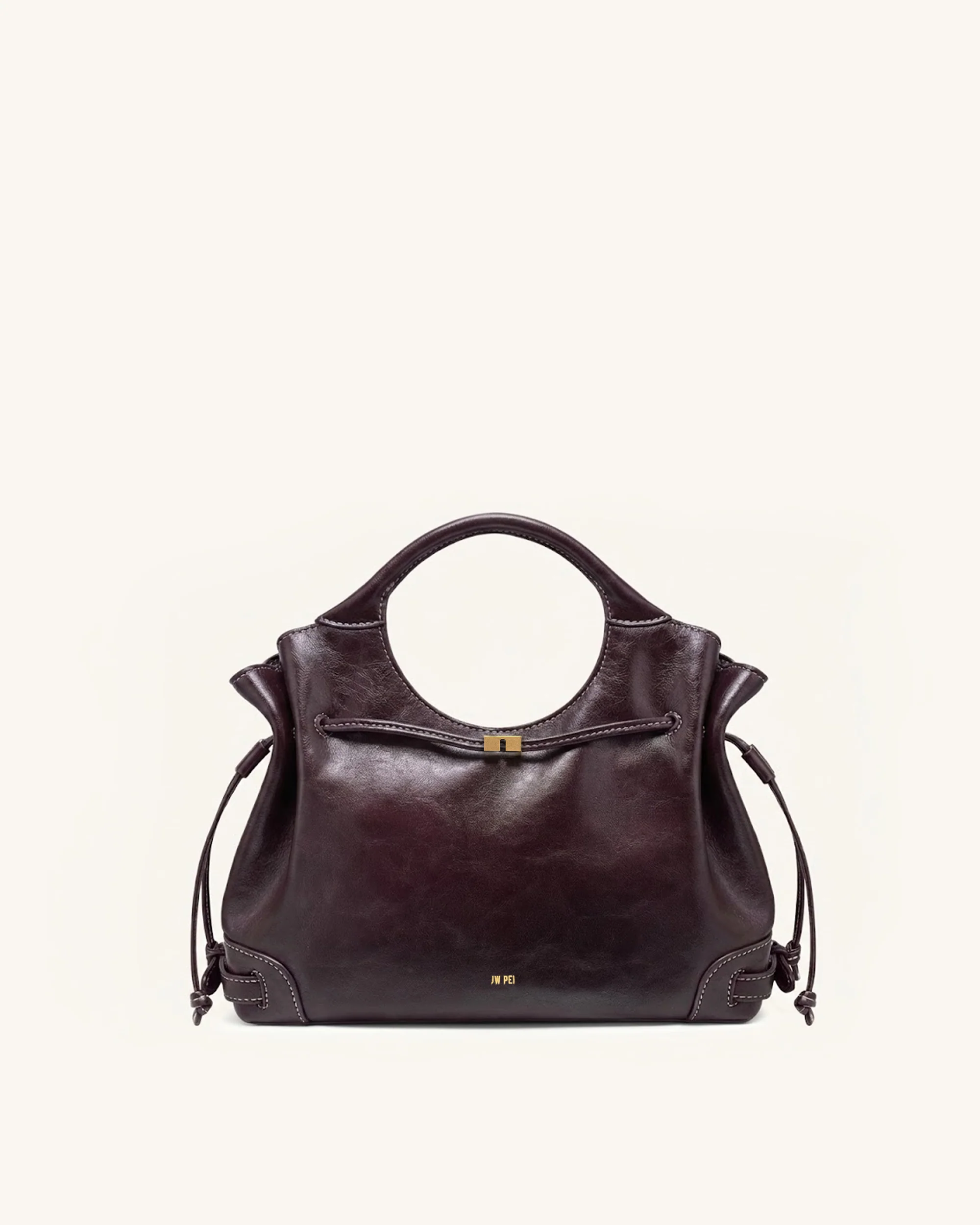 Virelle Tote-Bag aus gewachstem veganem Leder mit Kordelzug – Burgund - Image 2