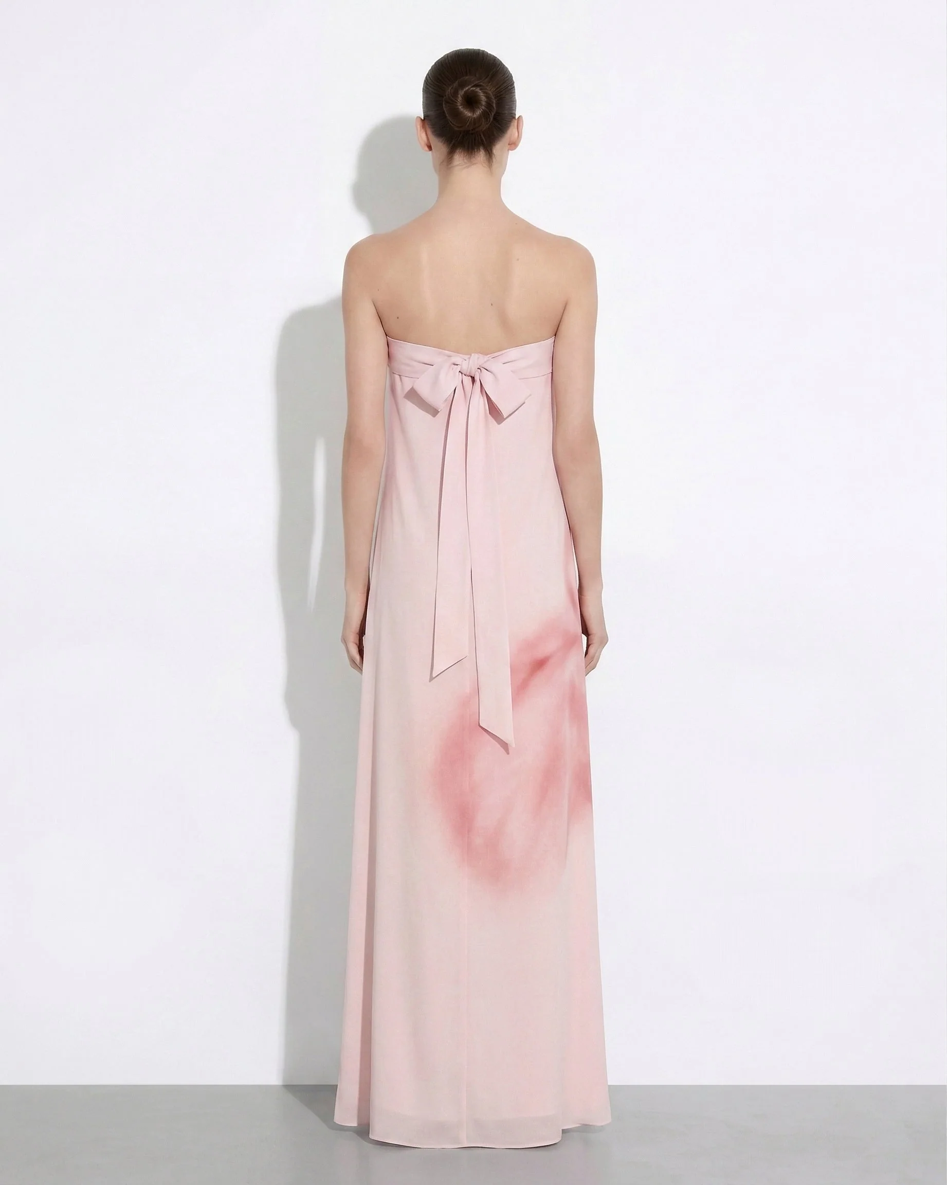 Aquarell-Blumenprint trägerloses Maxikleid - Rosa - Image 2