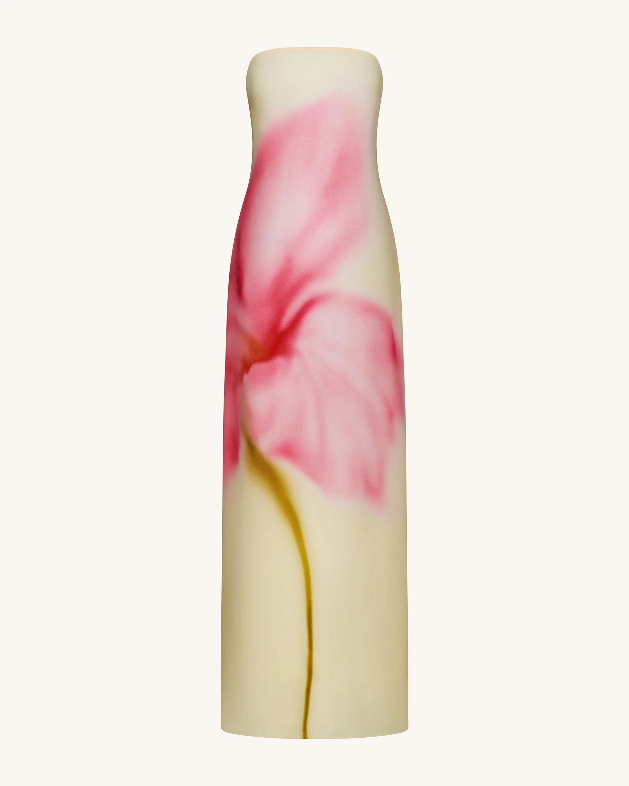 Trägerloses Maxikleid mit Aquarell-Blumendruck - Gelb - Image 3