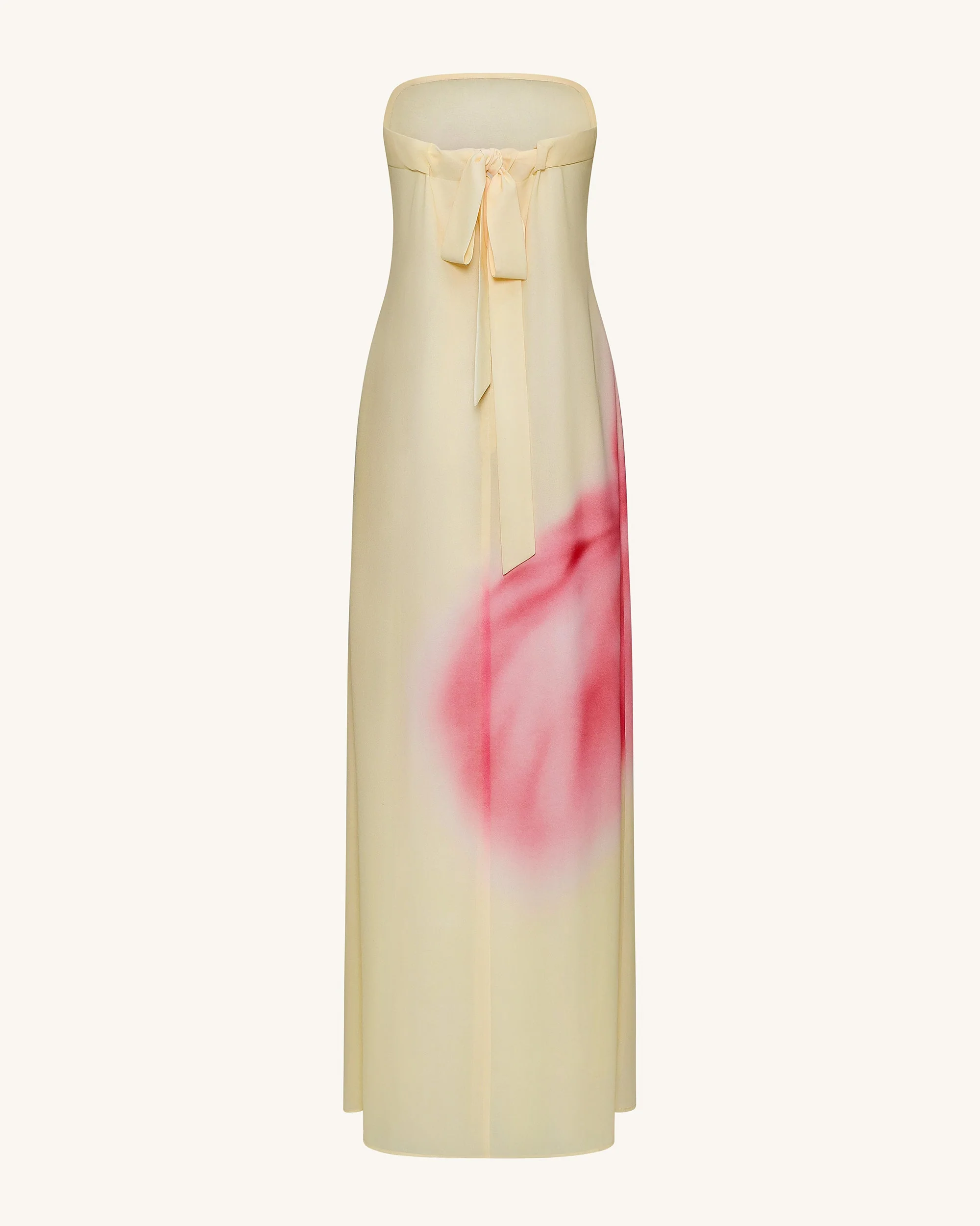Trägerloses Maxikleid mit Aquarell-Blumendruck - Gelb - Image 5